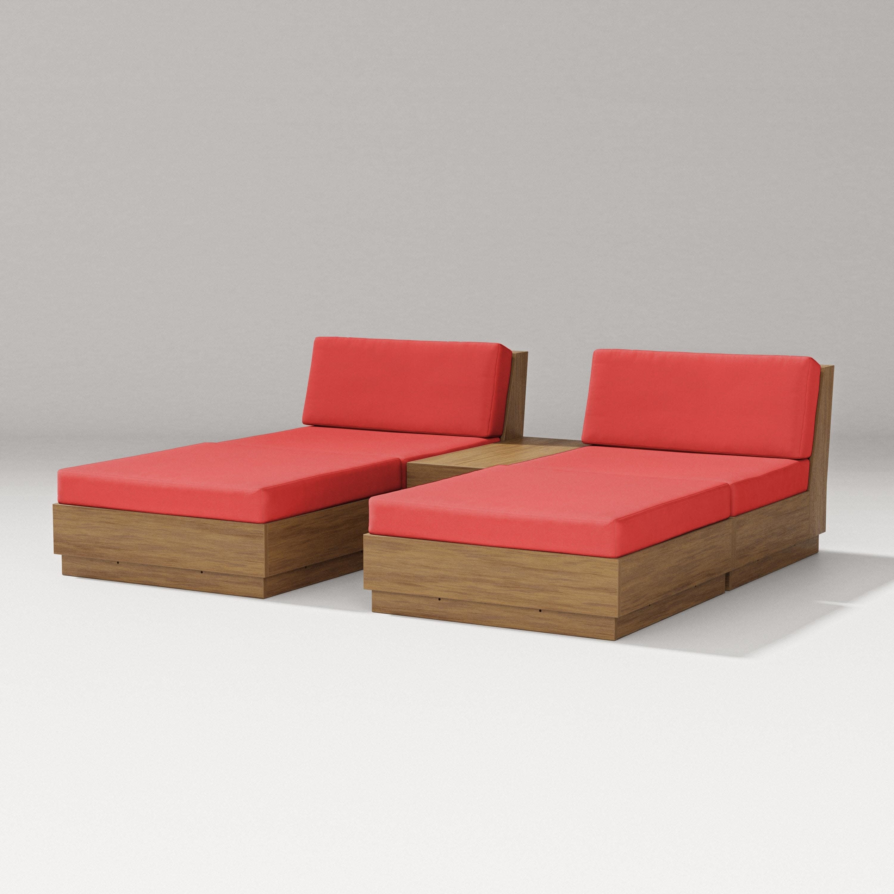 Elevate Double Chaise Set in Natural / Crimson Linen