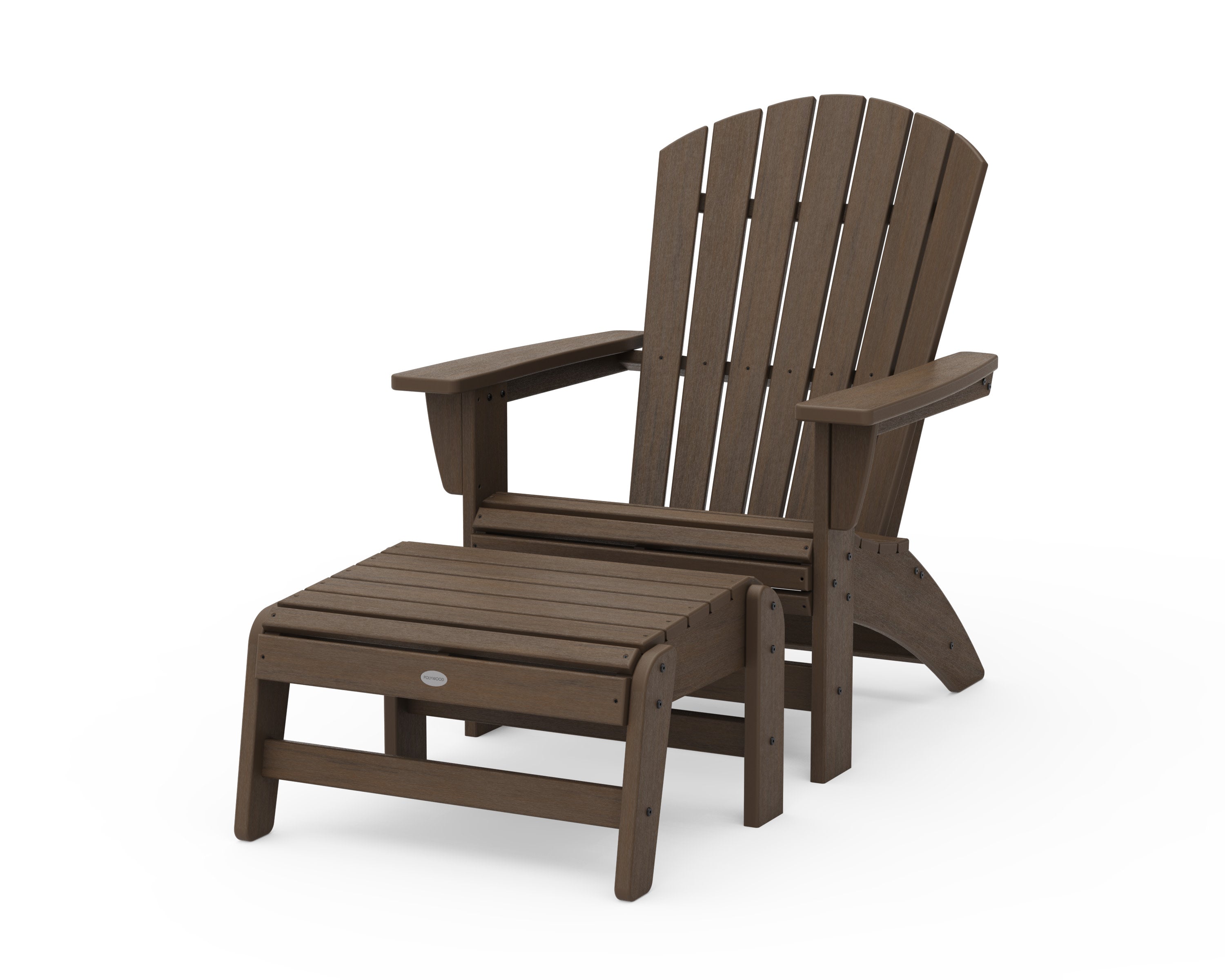 Nautical Grand Adirondack Chair with Ottoman in Kona