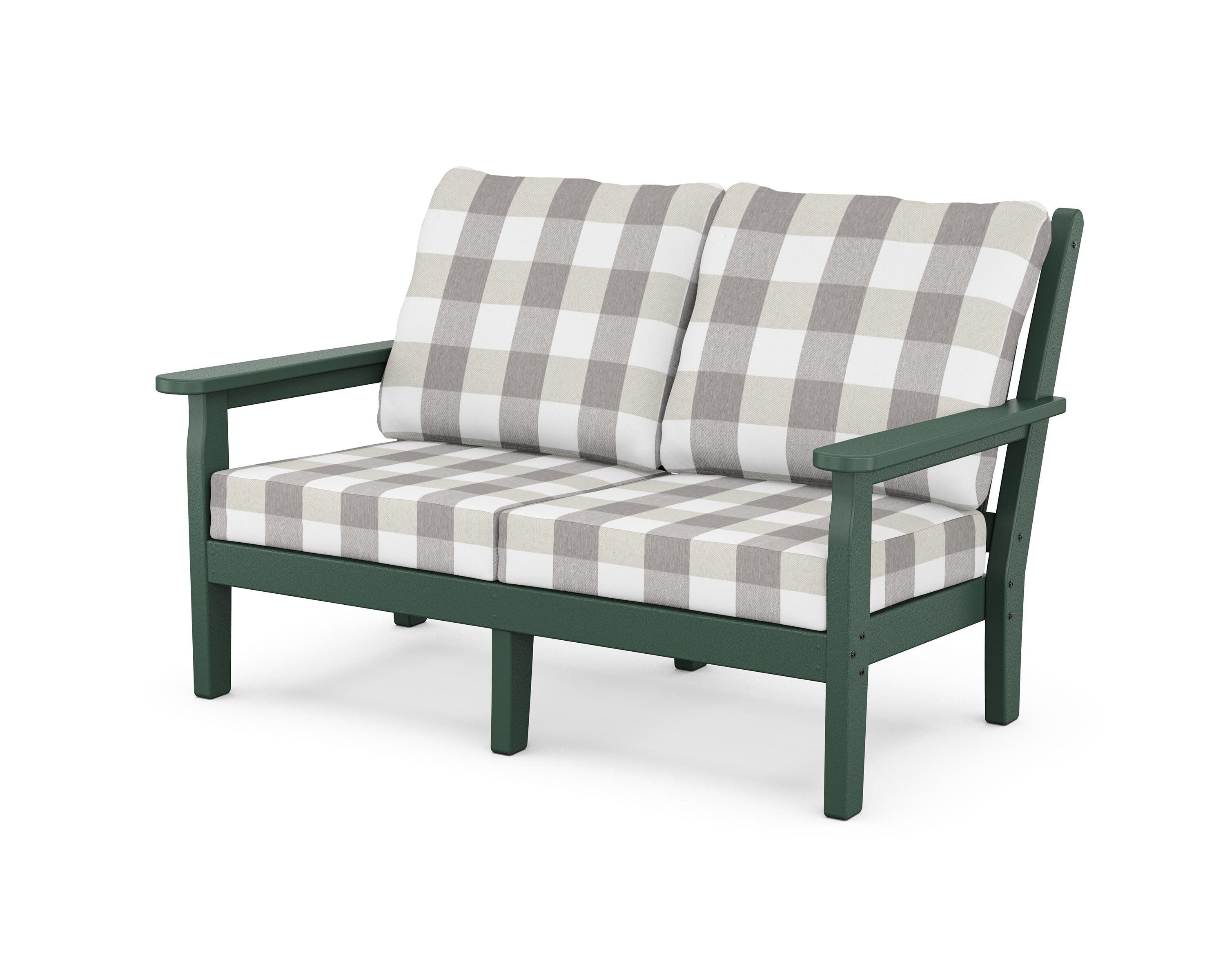 Chippendale Deep Seating Loveseat in Green / Buffalo Plaid Grey Mist