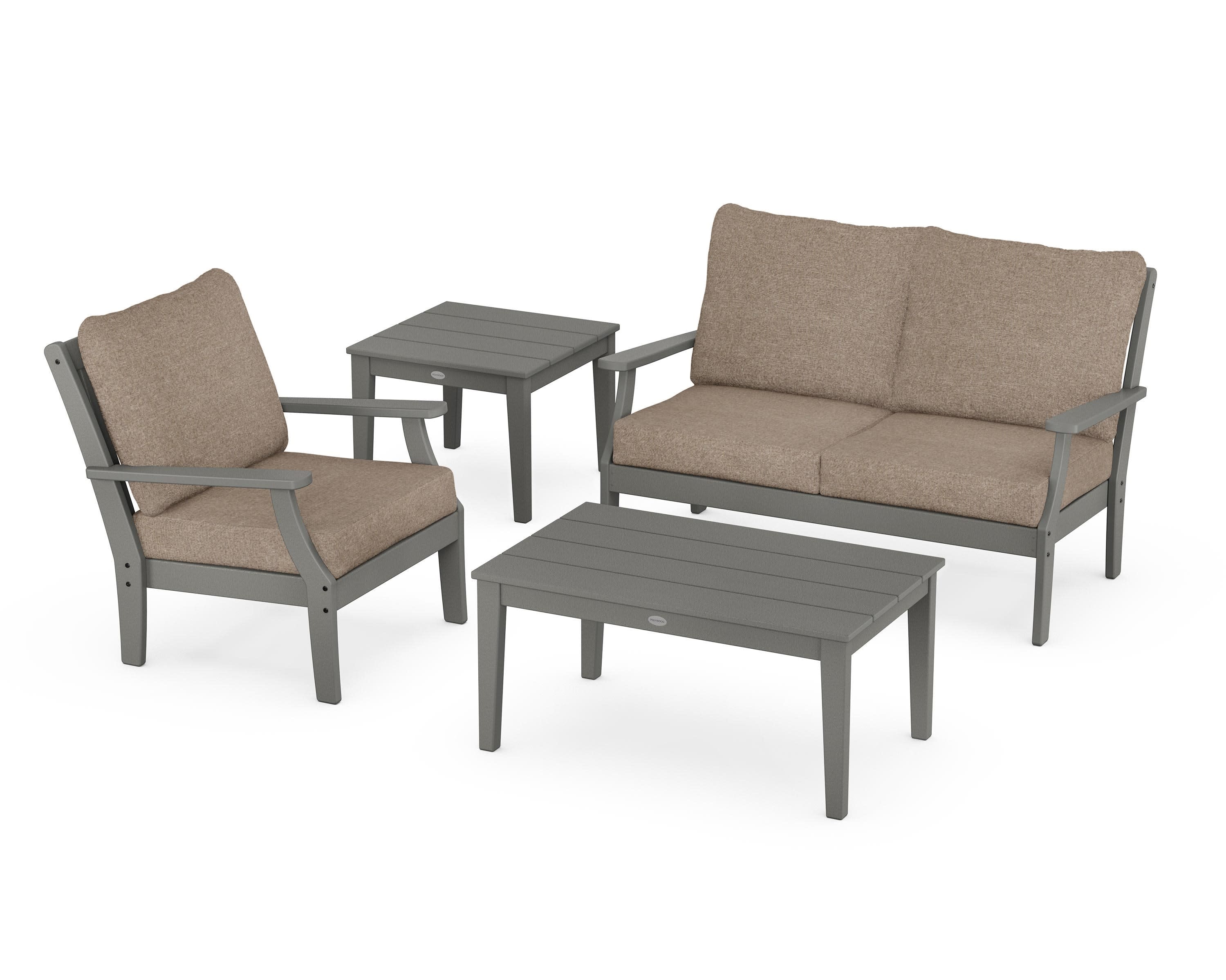 Braxton 4-Piece Deep Seating Set in Slate Grey / Spiced Burlap