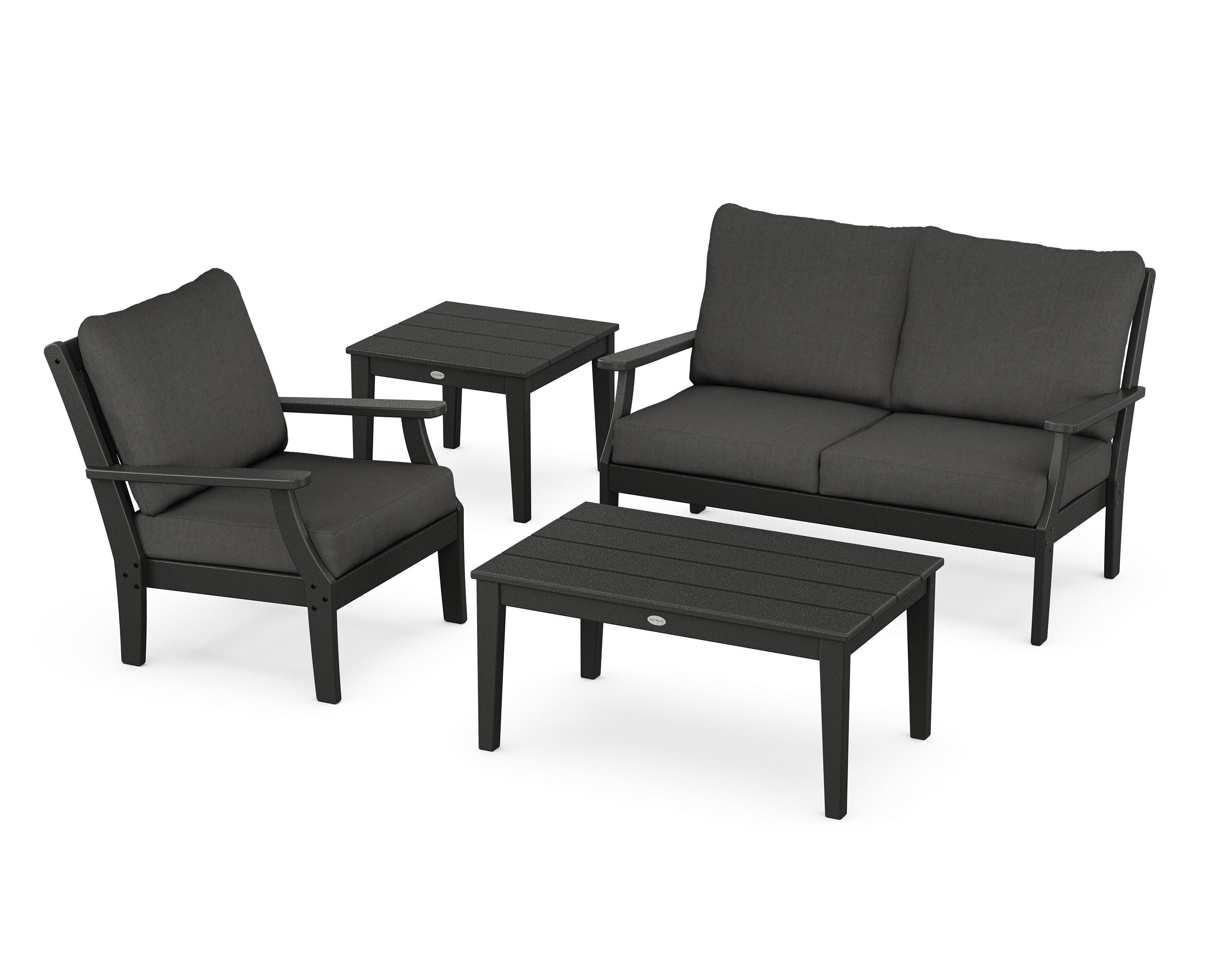 Braxton 4-Piece Deep Seating Set in Black / Spectrum Carbon