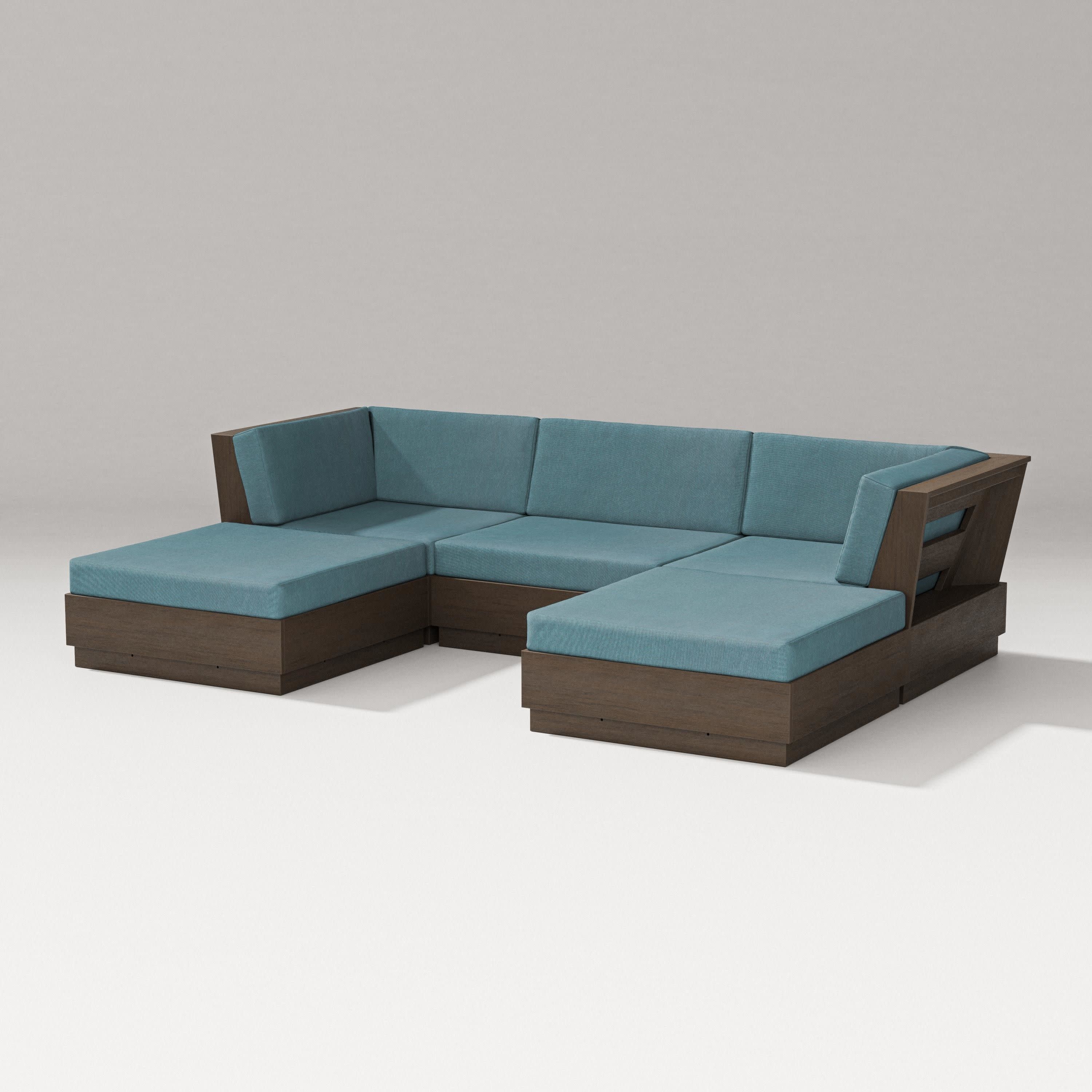 Elevate Double Chaise Sectional in Kona / Ocean Teal