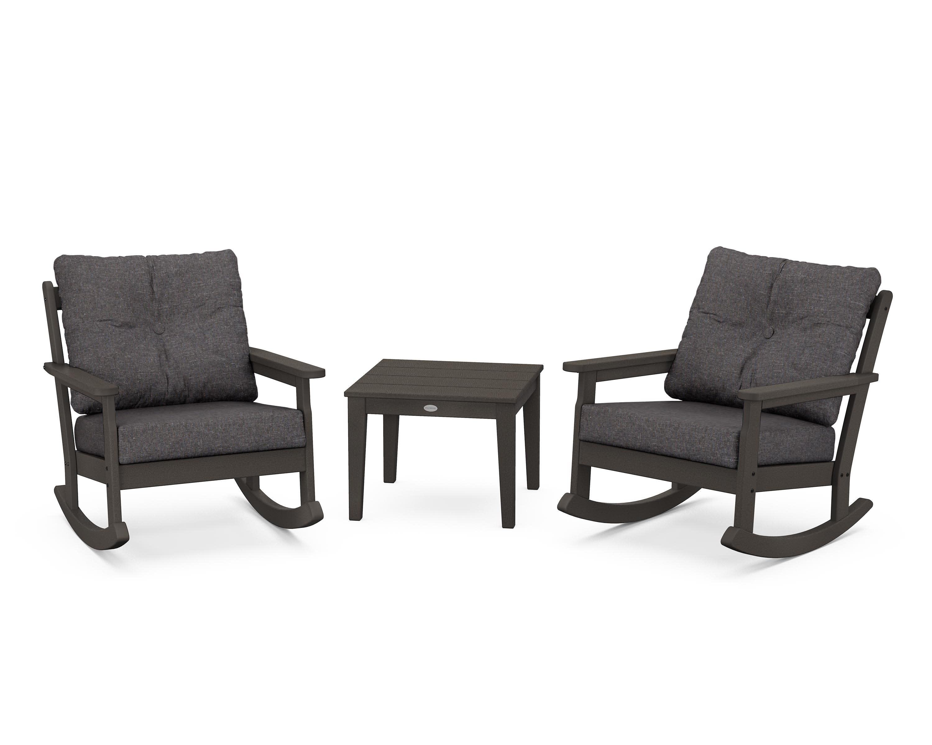 Vineyard 3-Piece Deep Seating Rocker Set in Vintage Coffee / Ash Charcoal