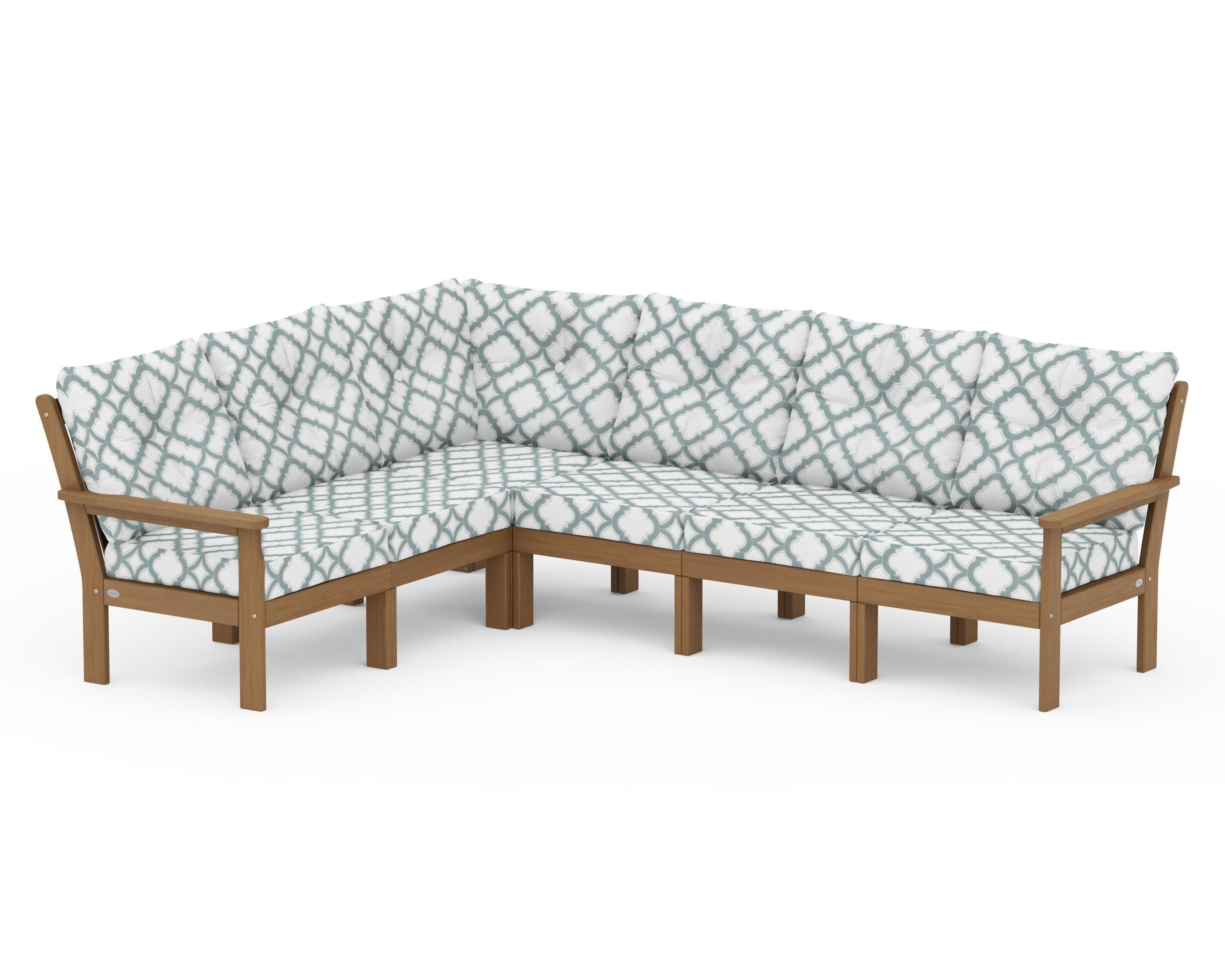 Vineyard 6-Piece Sectional in Natural / Trellis Glacier Spa