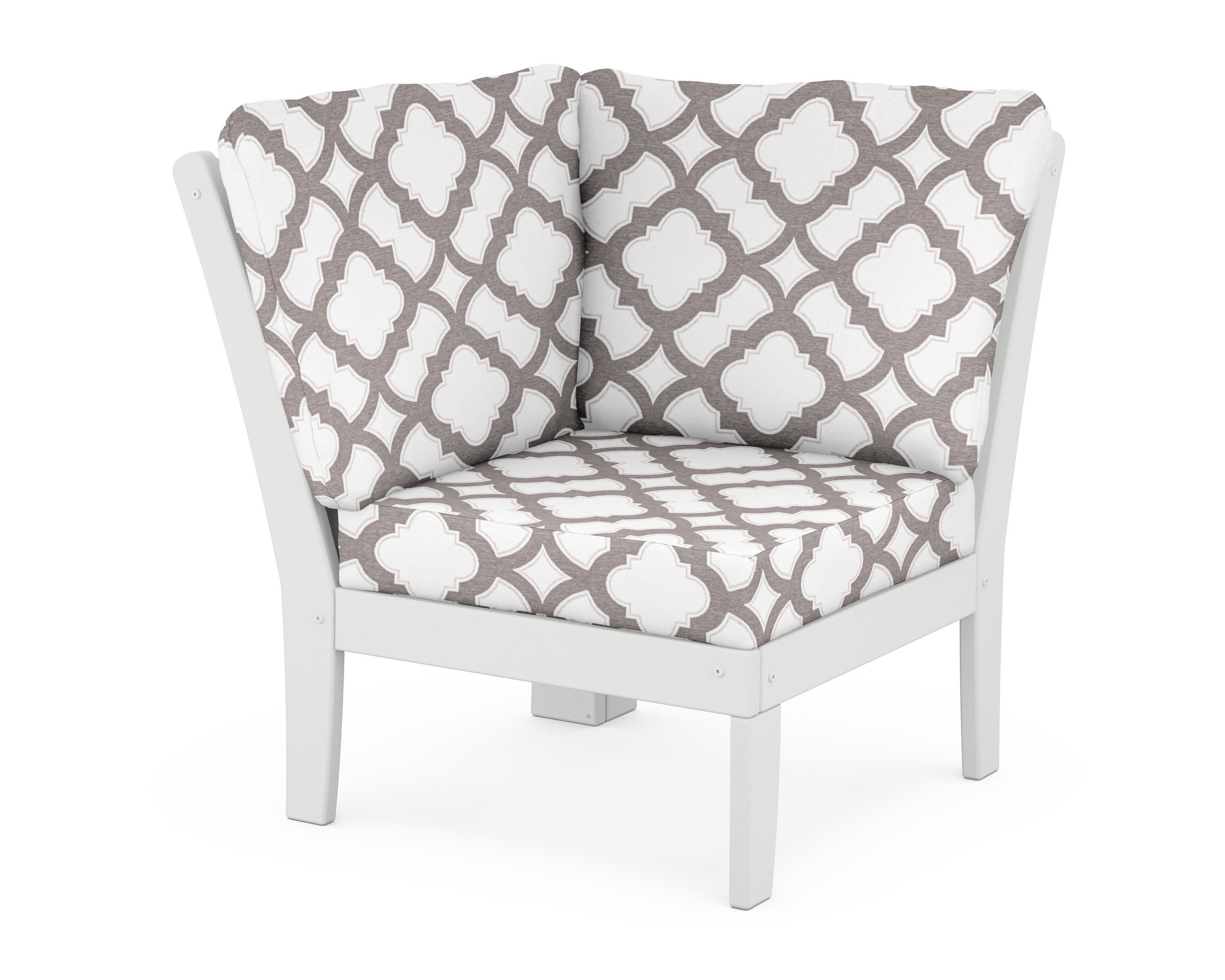 Braxton Modular Corner Chair in White / Trellis Grey Mist