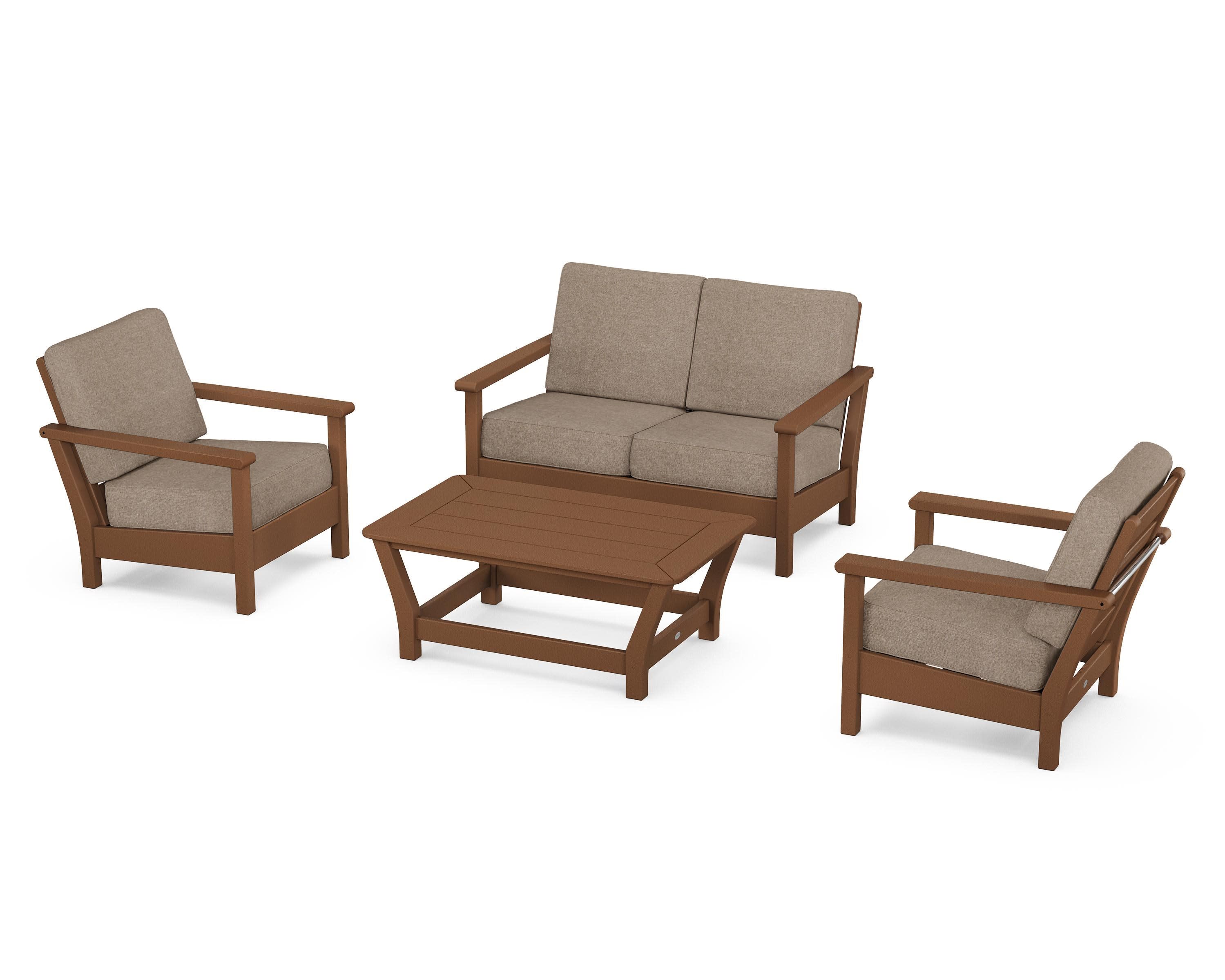 Harbour 4-Piece Deep Seating Set in Teak / Spiced Burlap