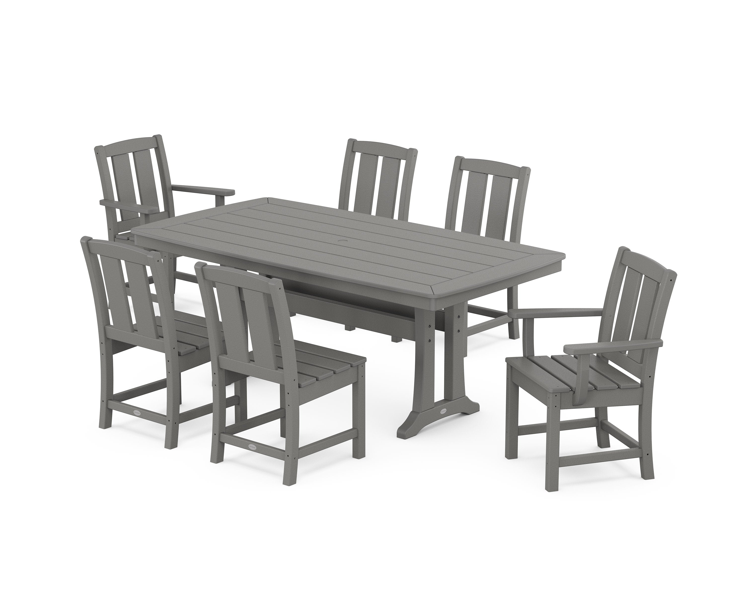Mission 7-Piece Dining Set with Trestle Legs in Slate Grey