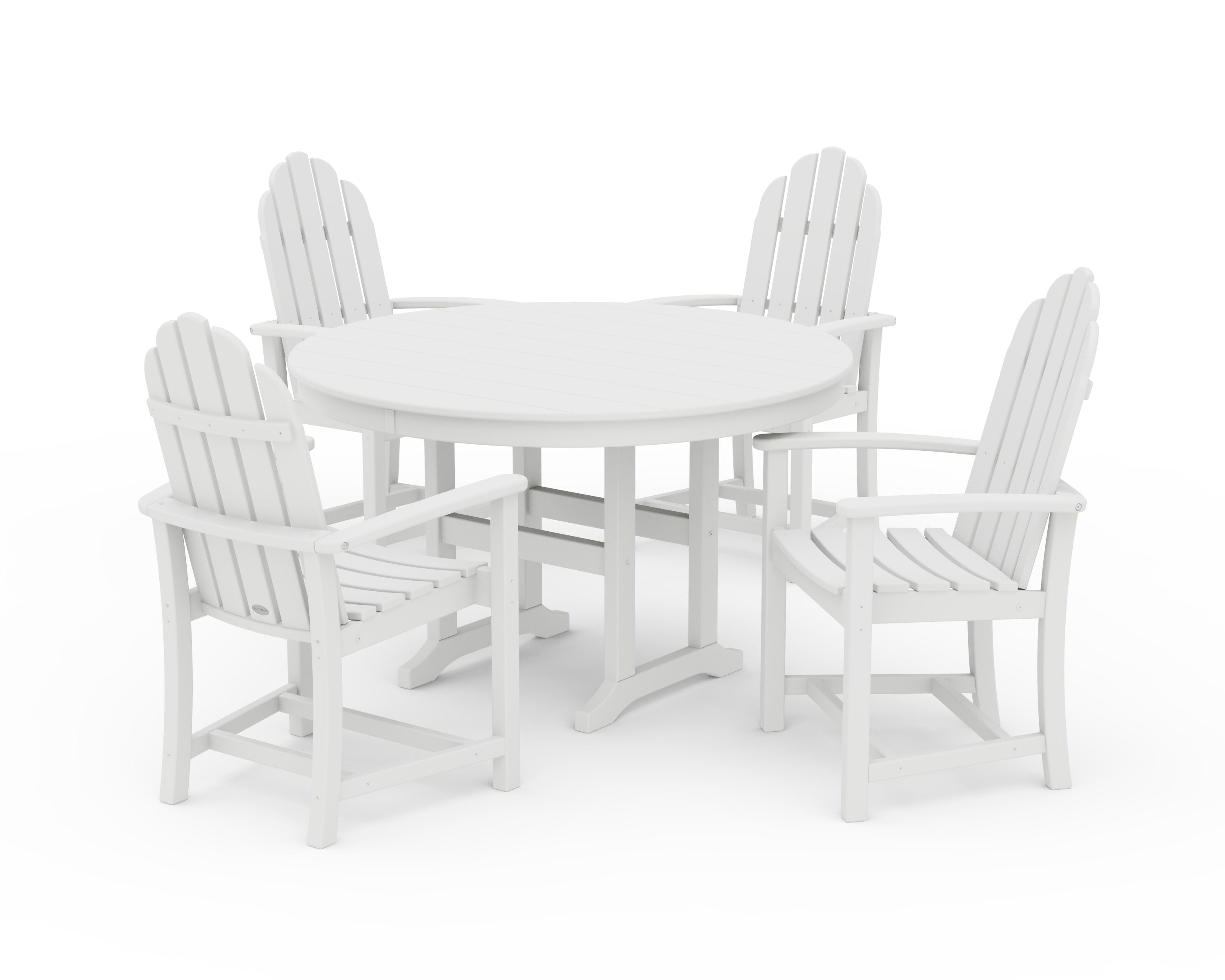 Classic Adirondack 5-Piece Round Farmhouse Dining Set in White