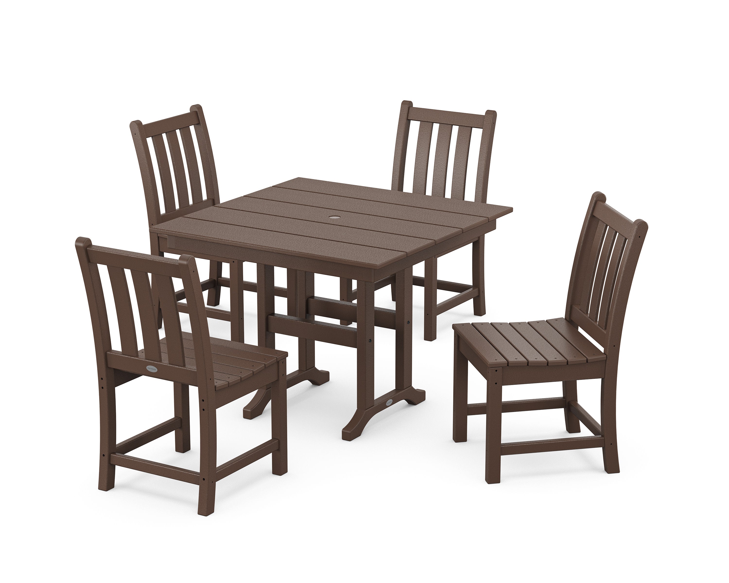 Traditional Garden Side Chair 5-Piece Farmhouse Dining Set in Mahogany