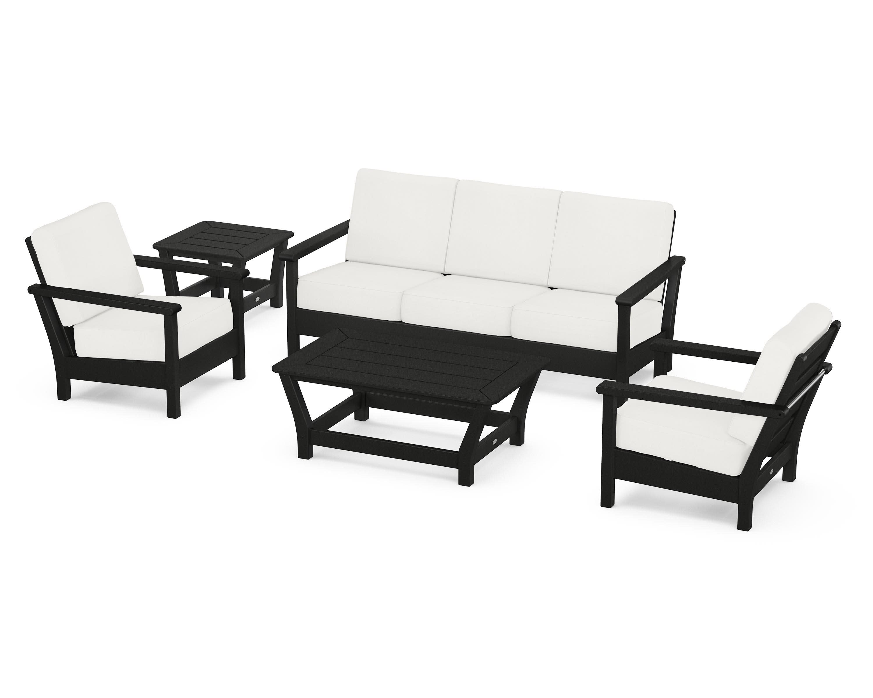 Harbour 5-Piece Deep Seating Set in Black / Natural Linen