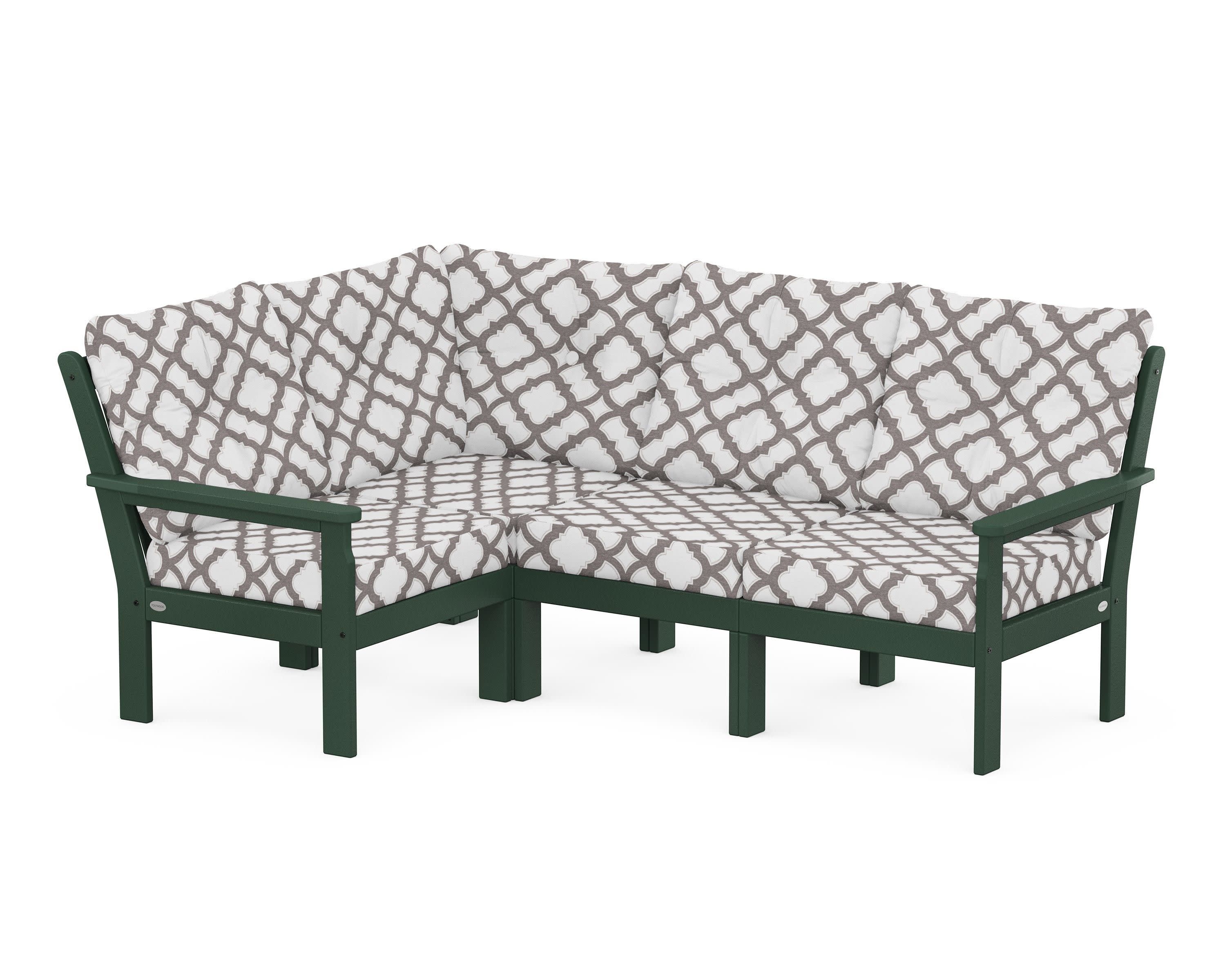 Vineyard 4-Piece Sectional in Green / Trellis Grey Mist