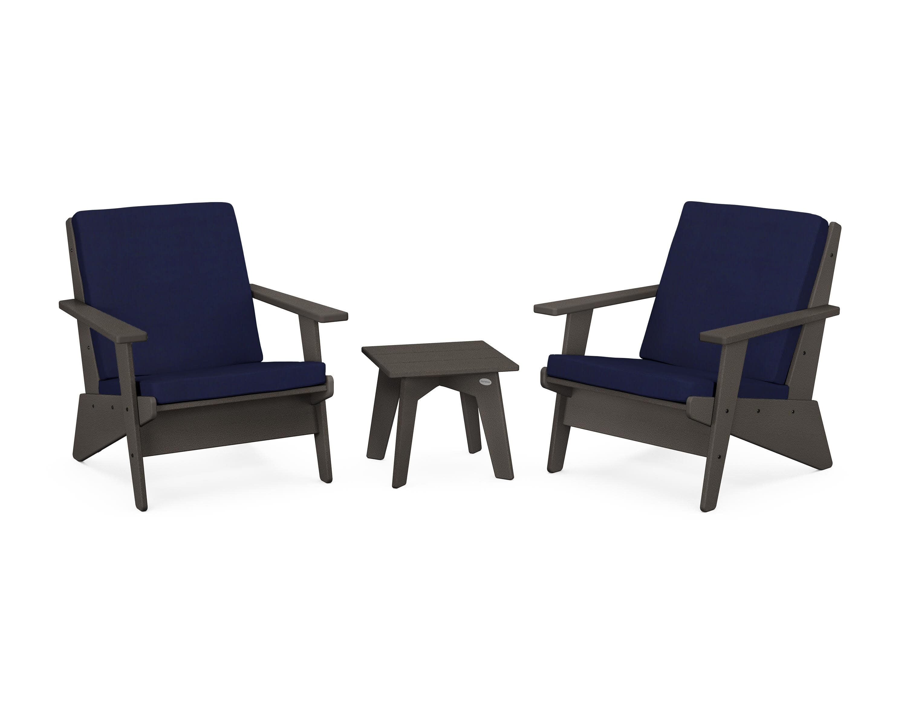 Riviera Modern Lounge 3-Piece Set in Vintage Coffee / Navy