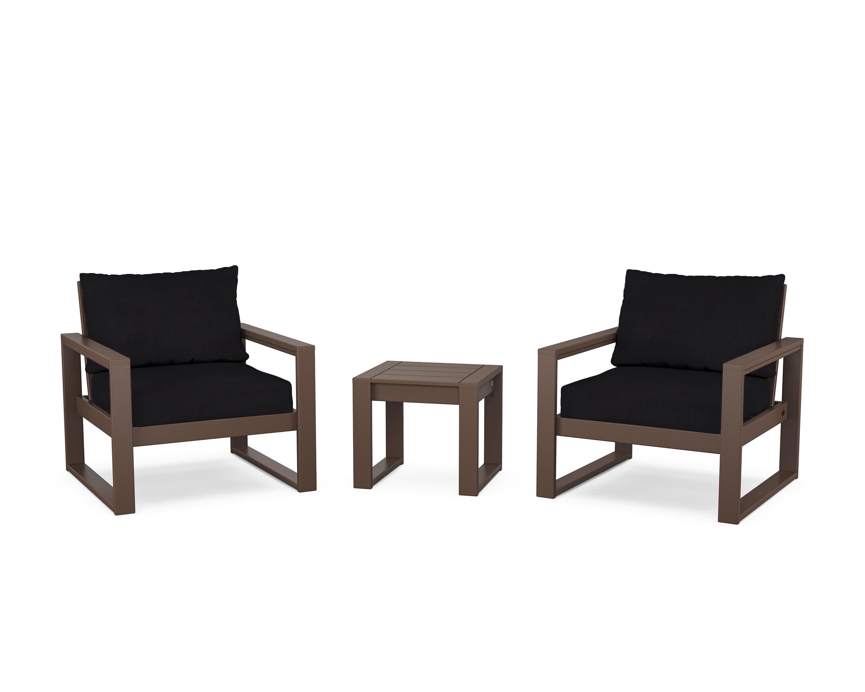EDGE Sectional 3-Piece Deep Seating Set in Mahogany / Midnight Linen