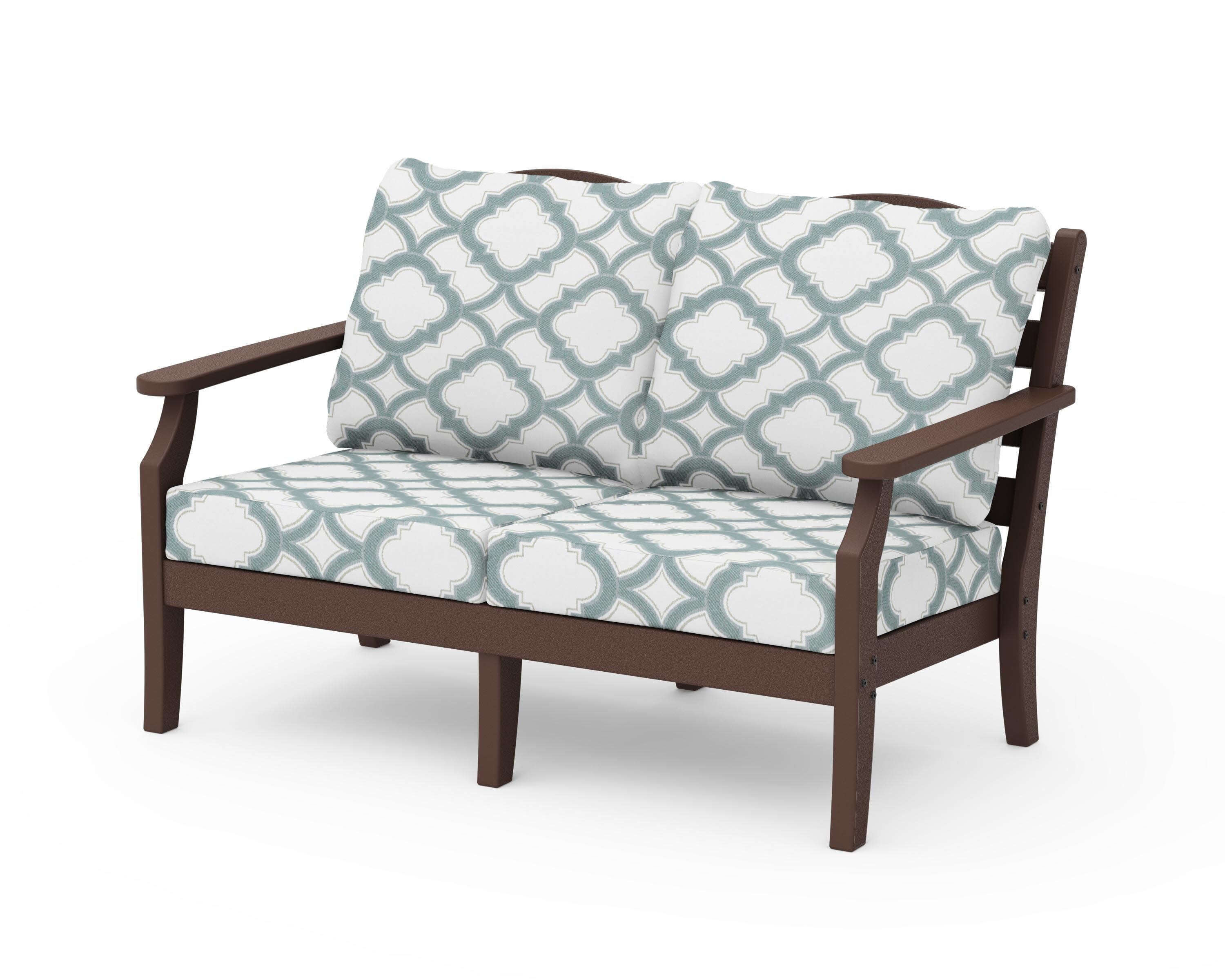 Savannah Deep Seating Loveseat in Mahogany / Trellis Glacier Spa