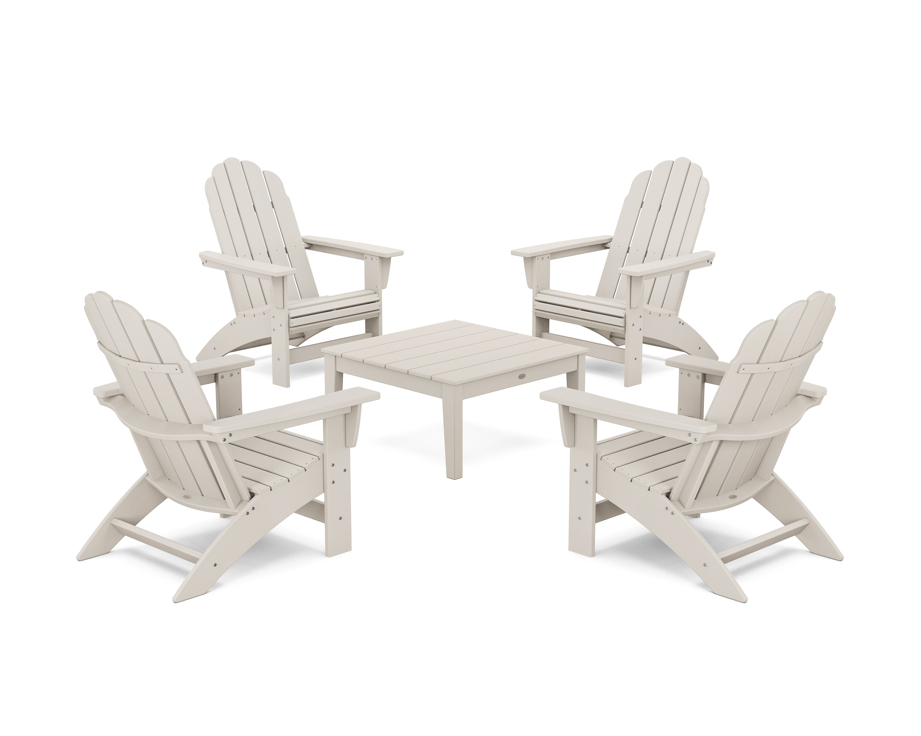 5-Piece Vineyard Grand Adirondack Chair Conversation Group in Sand