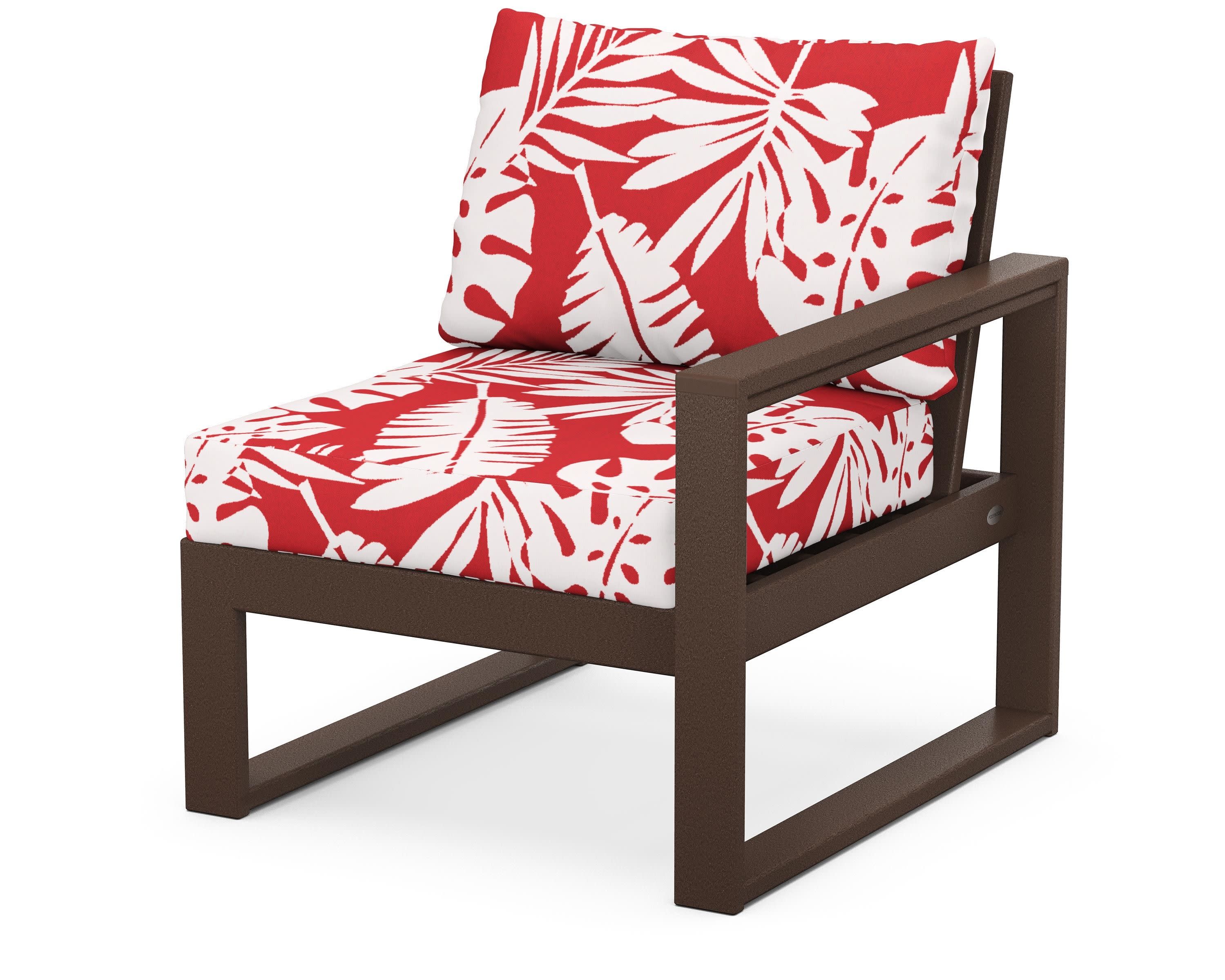 EDGE Modular Right Arm Chair in Mahogany / Leaf Crimson