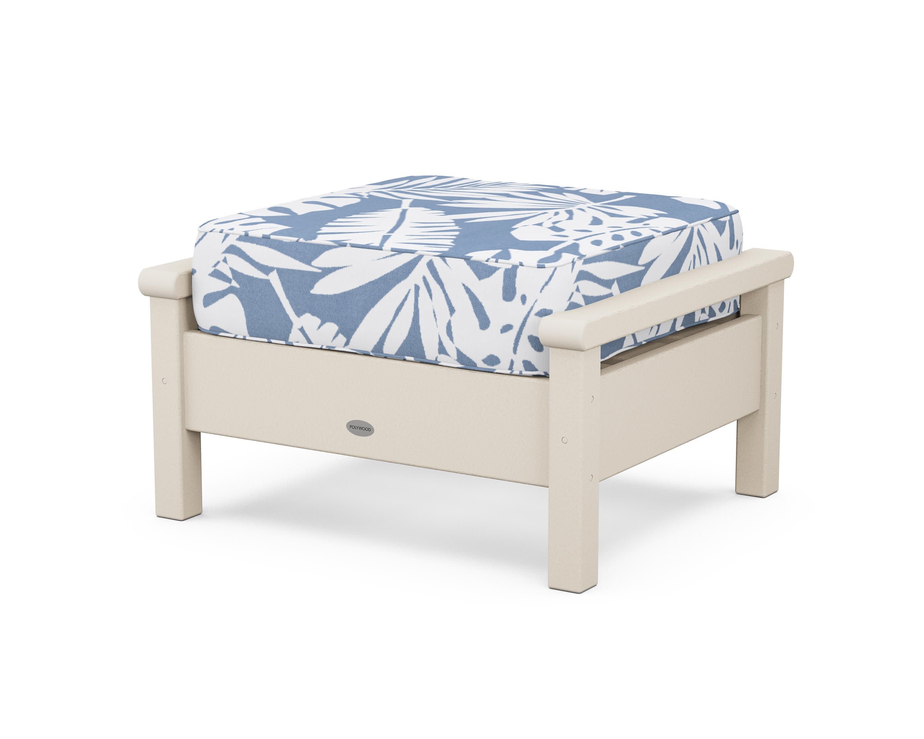 Harbour Deep Seating Ottoman in Sand / Leaf Sky Blue