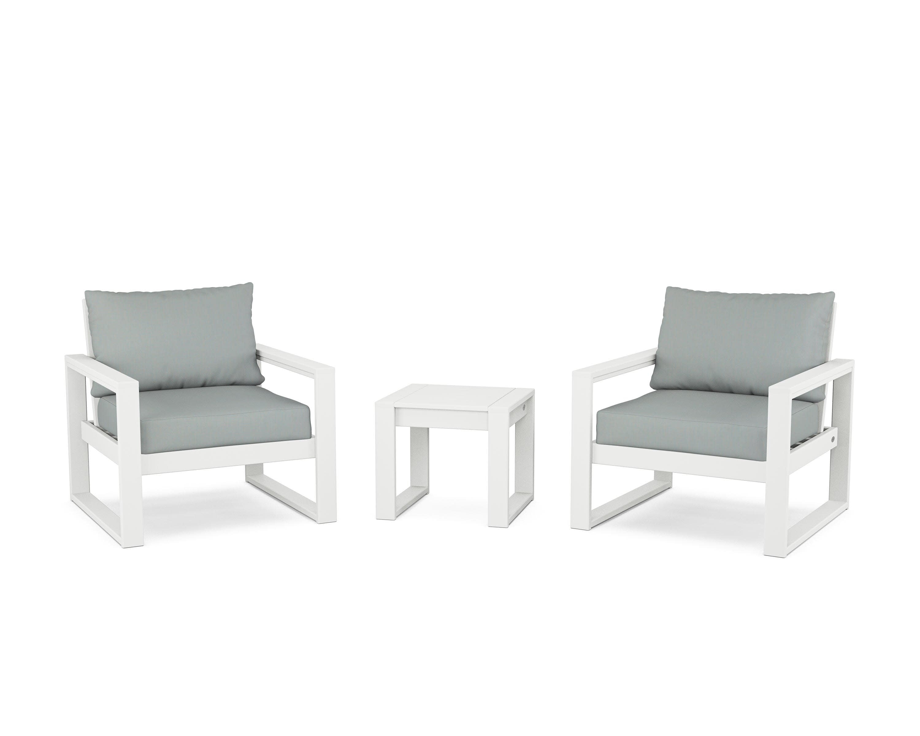 EDGE Sectional 3-Piece Deep Seating Set in White / Spa