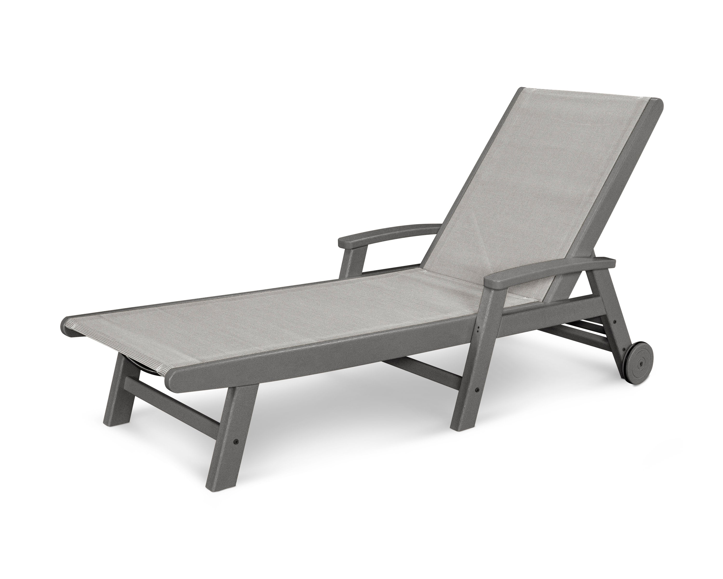 Coastal Chaise with Wheels in Slate Grey / Metallic Sling