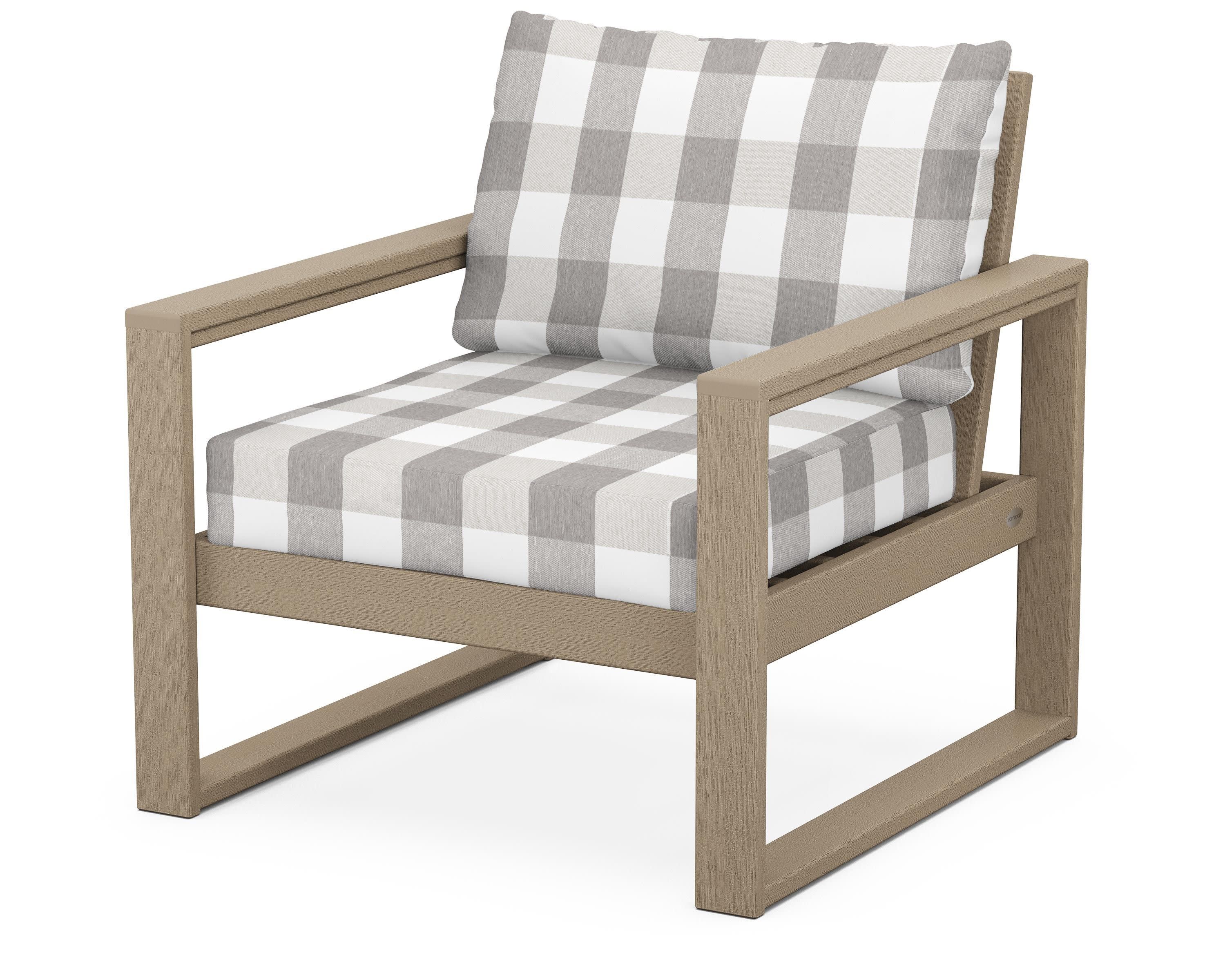 EDGE Club Chair in Vintage Sahara / Buffalo Plaid Grey Mist