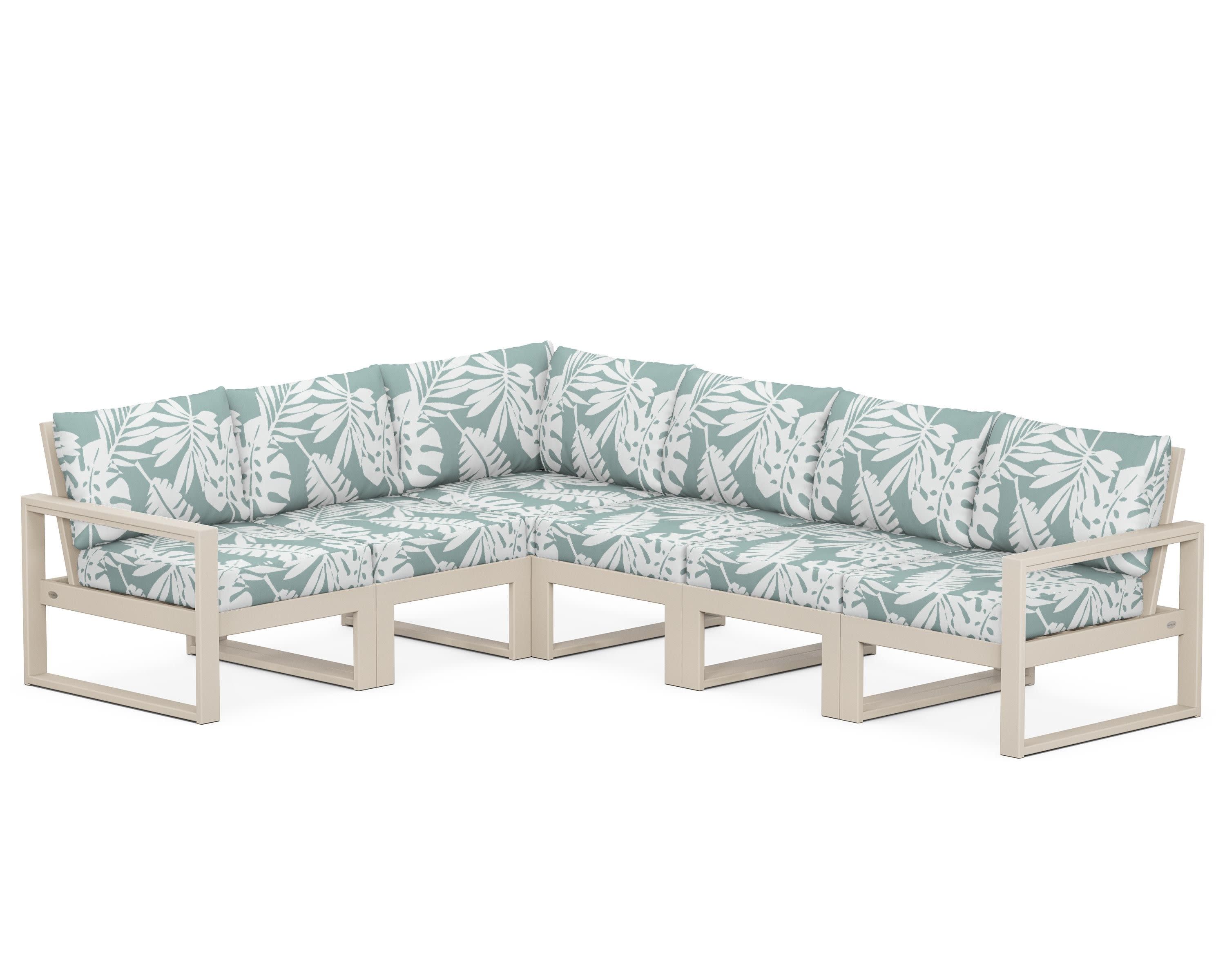 EDGE 6-Piece Modular Deep Seating Set in Sand / Leaf Glacier Spa