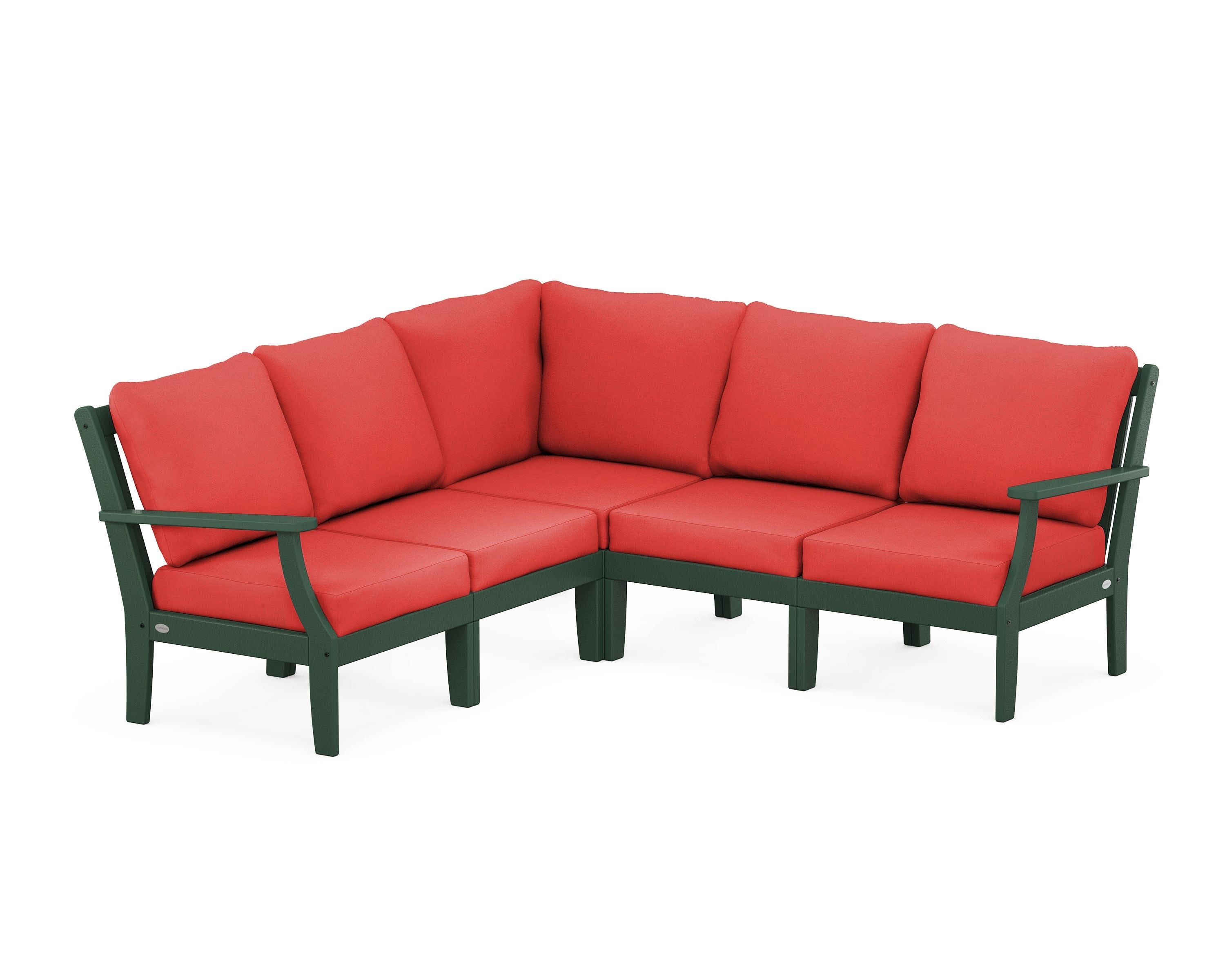 Braxton Modular 5-Piece Deep Seating Set in Green / Crimson Linen