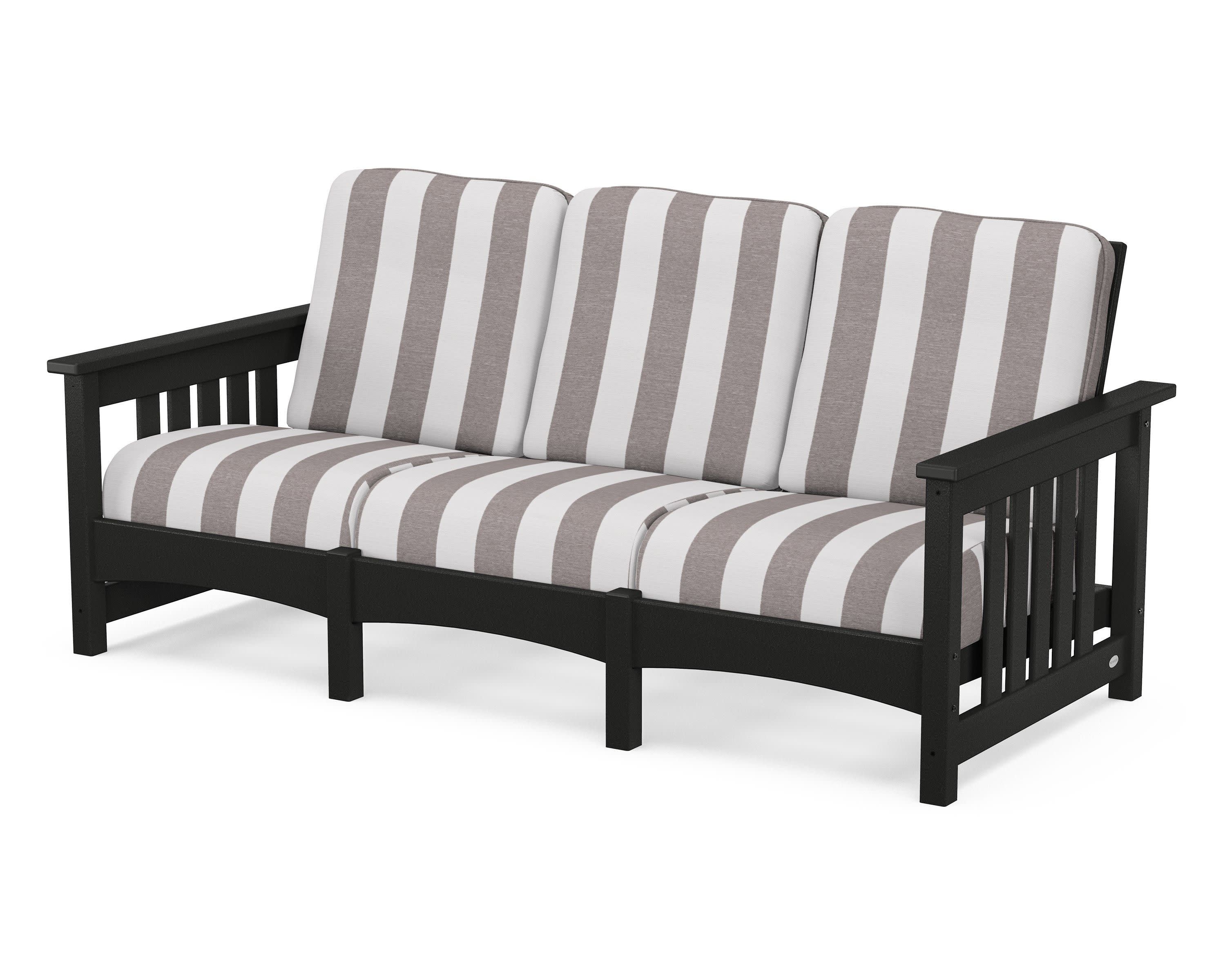 Club Mission Sofa in Black / Cabana Stripe Grey Mist