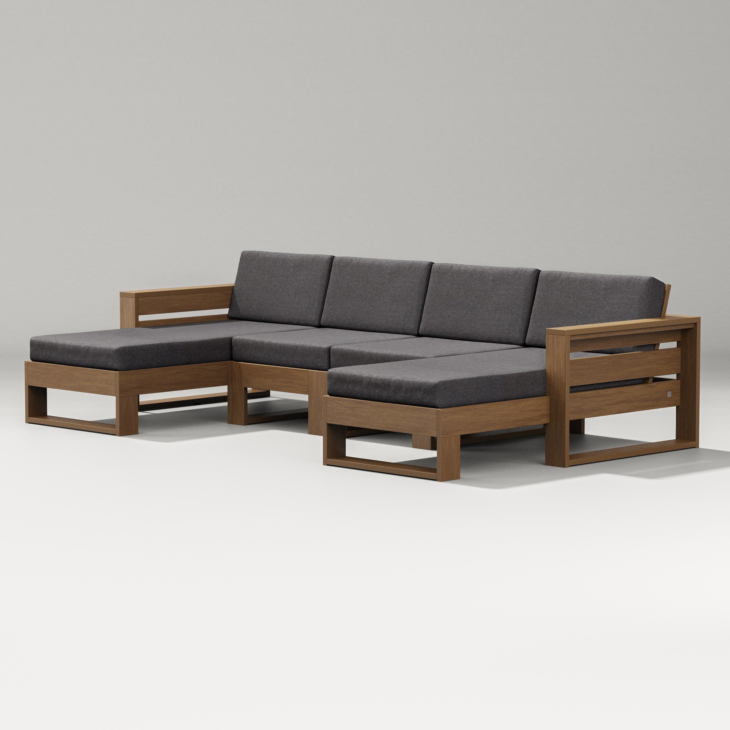 Latitude Double Chaise Sectional in Natural / Ash Charcoal