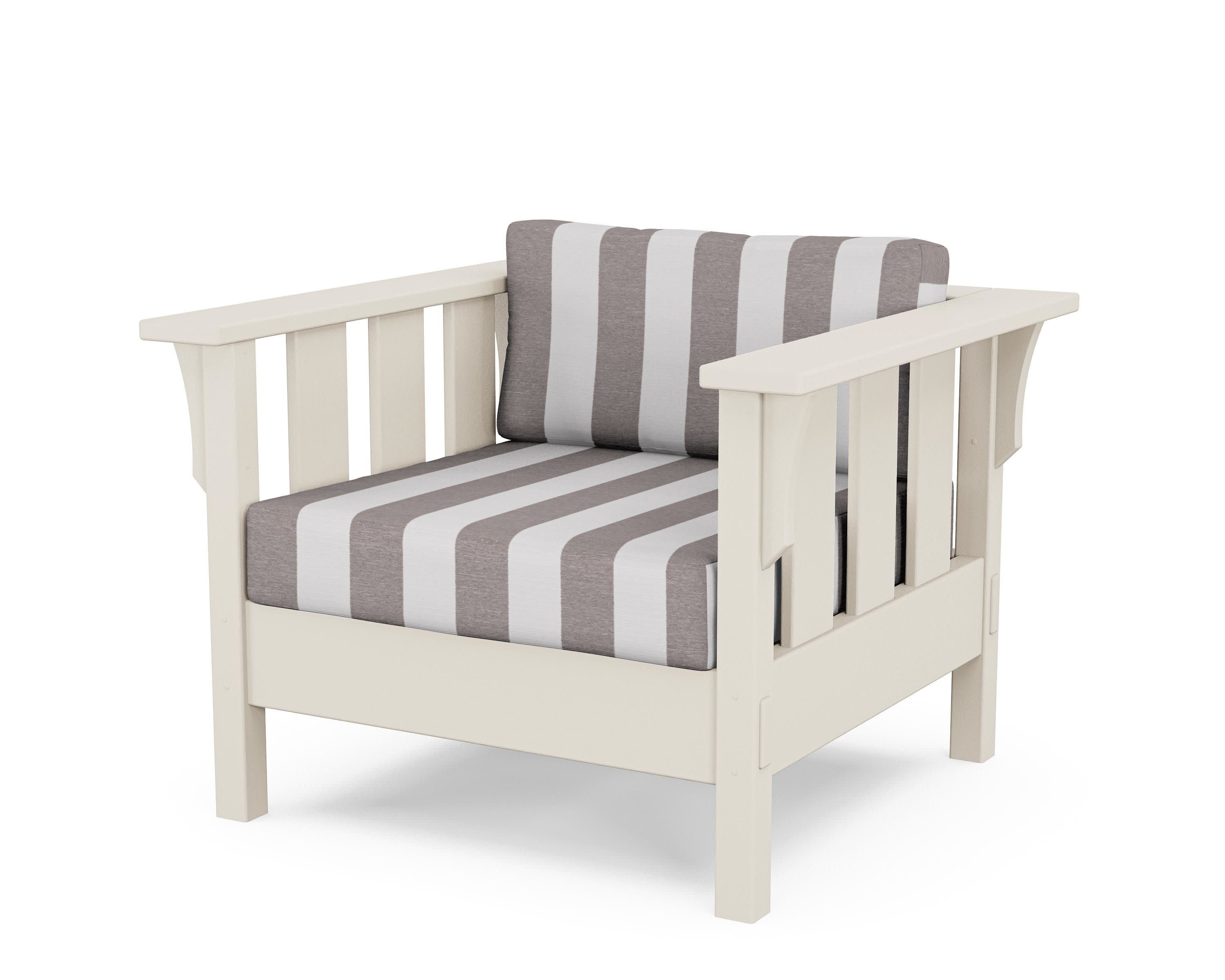 Acadia Deep Seating Chair in Sand / Cabana Stripe Grey Mist