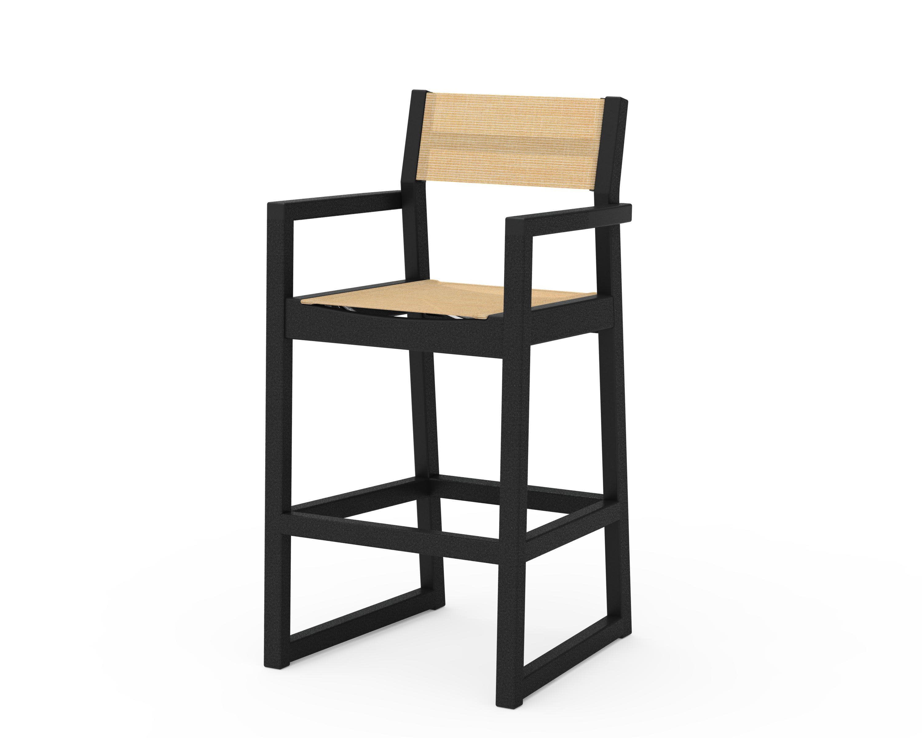 EDGE Sling Bar Arm Chair in Black / Dupioni Apricot Sling