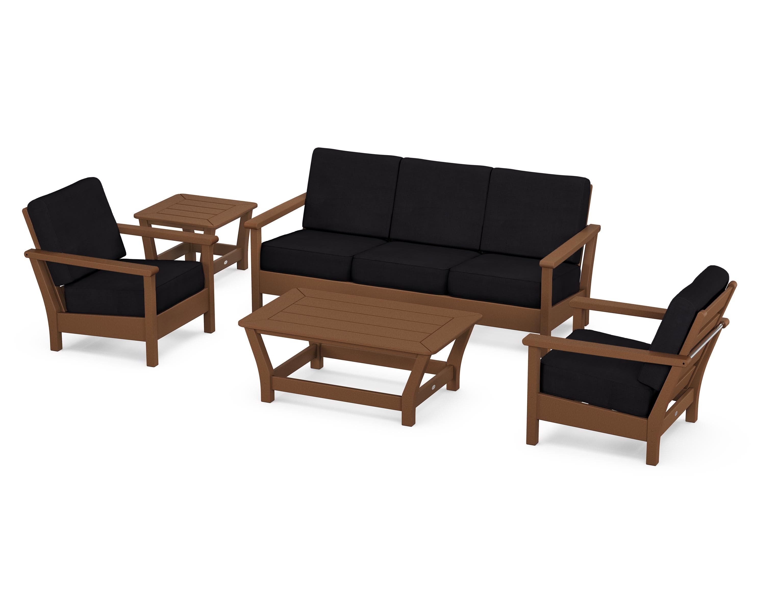 Harbour 5-Piece Deep Seating Set in Teak / Midnight Linen