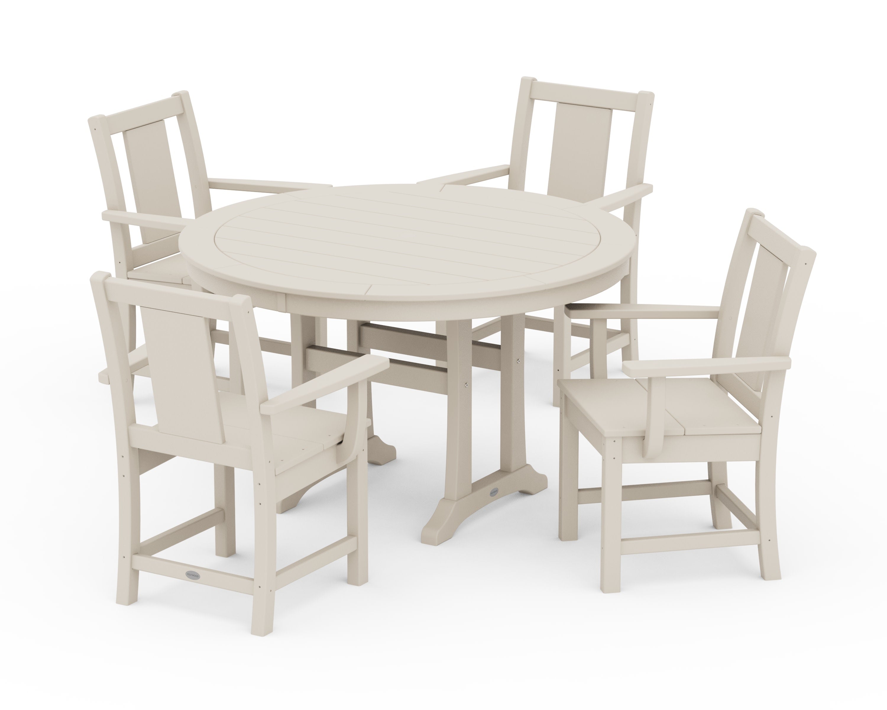 Prairie 5-Piece Round Dining Set with Trestle Legs in Sand