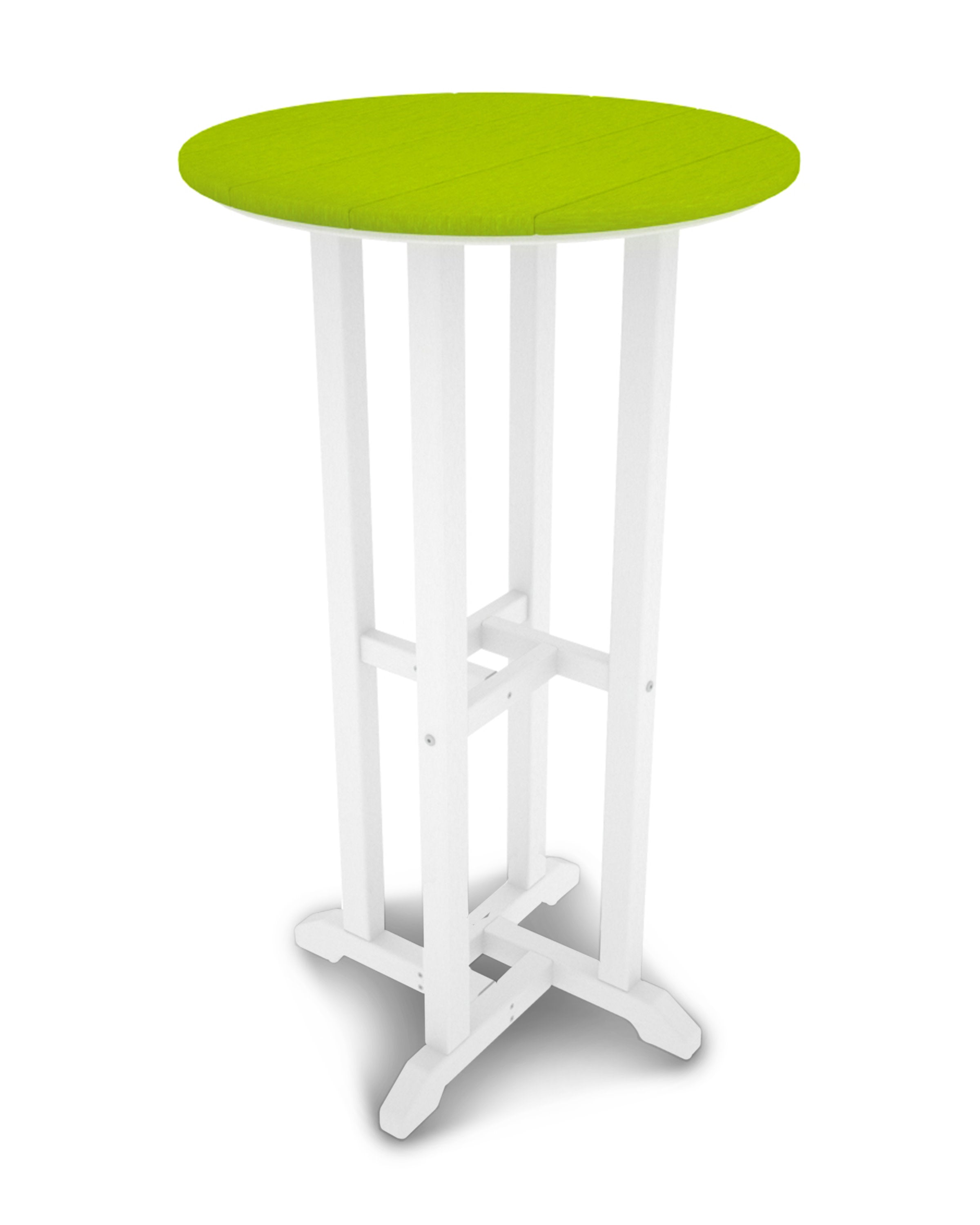 Contempo 24" Round Bar Table in White / Lime
