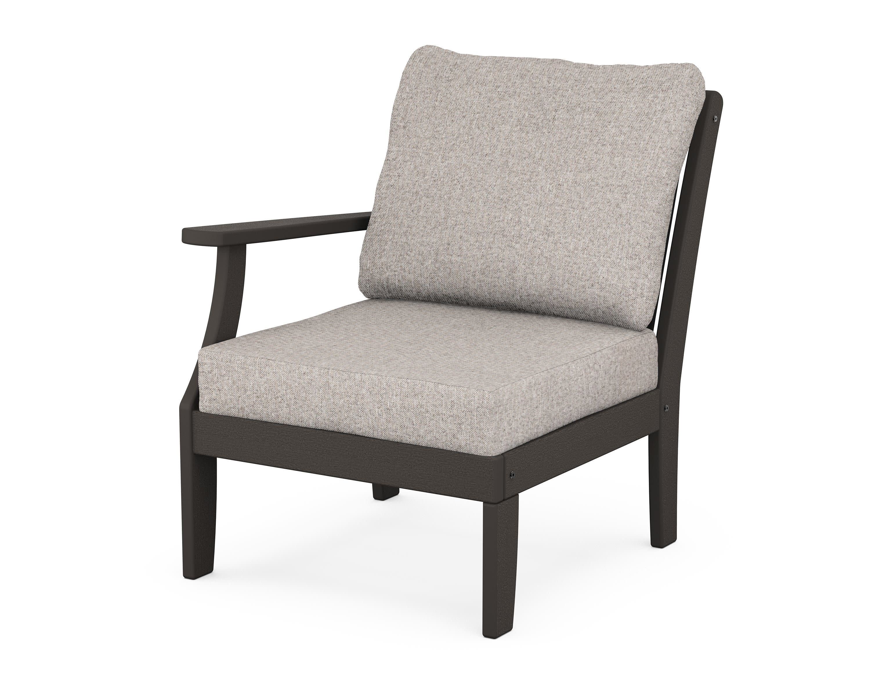 Braxton Modular Left Arm Chair in Vintage Coffee / Weathered Tweed