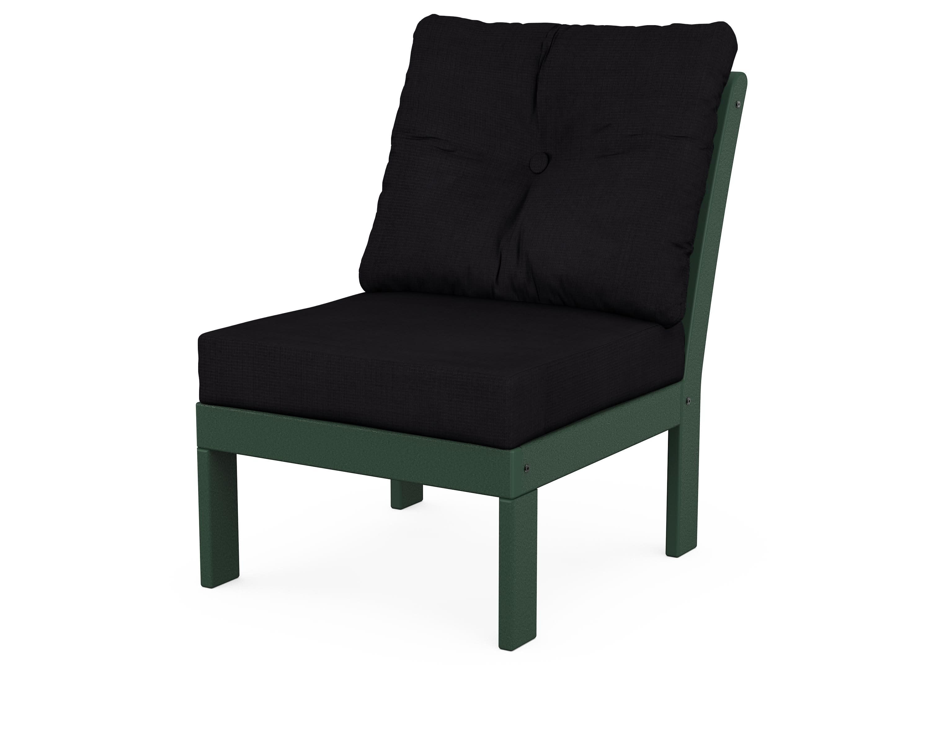 Vineyard Modular Armless Chair in Green / Midnight Linen