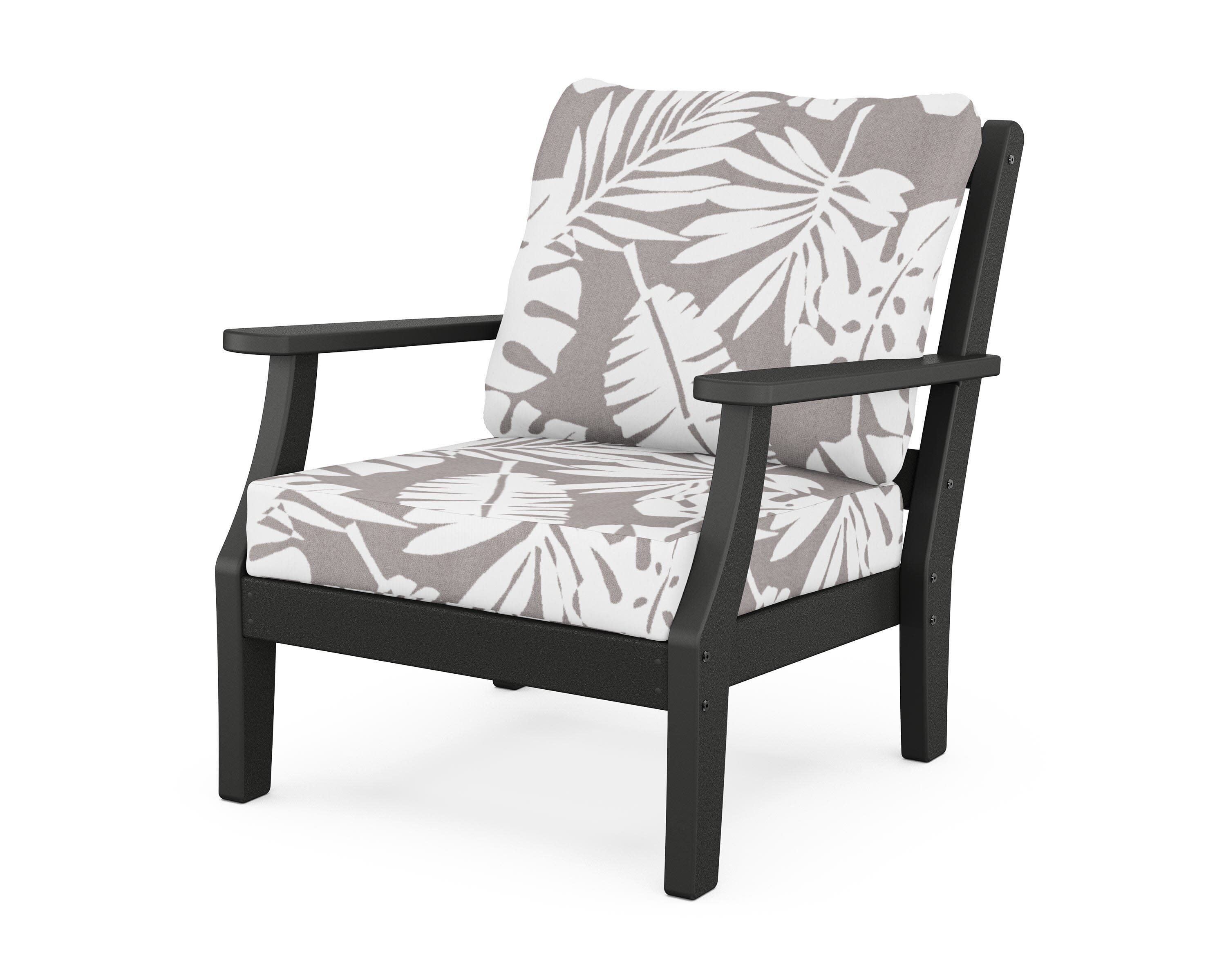 Chinoiserie Deep Seating Chair in Black / Leaf Grey Mist