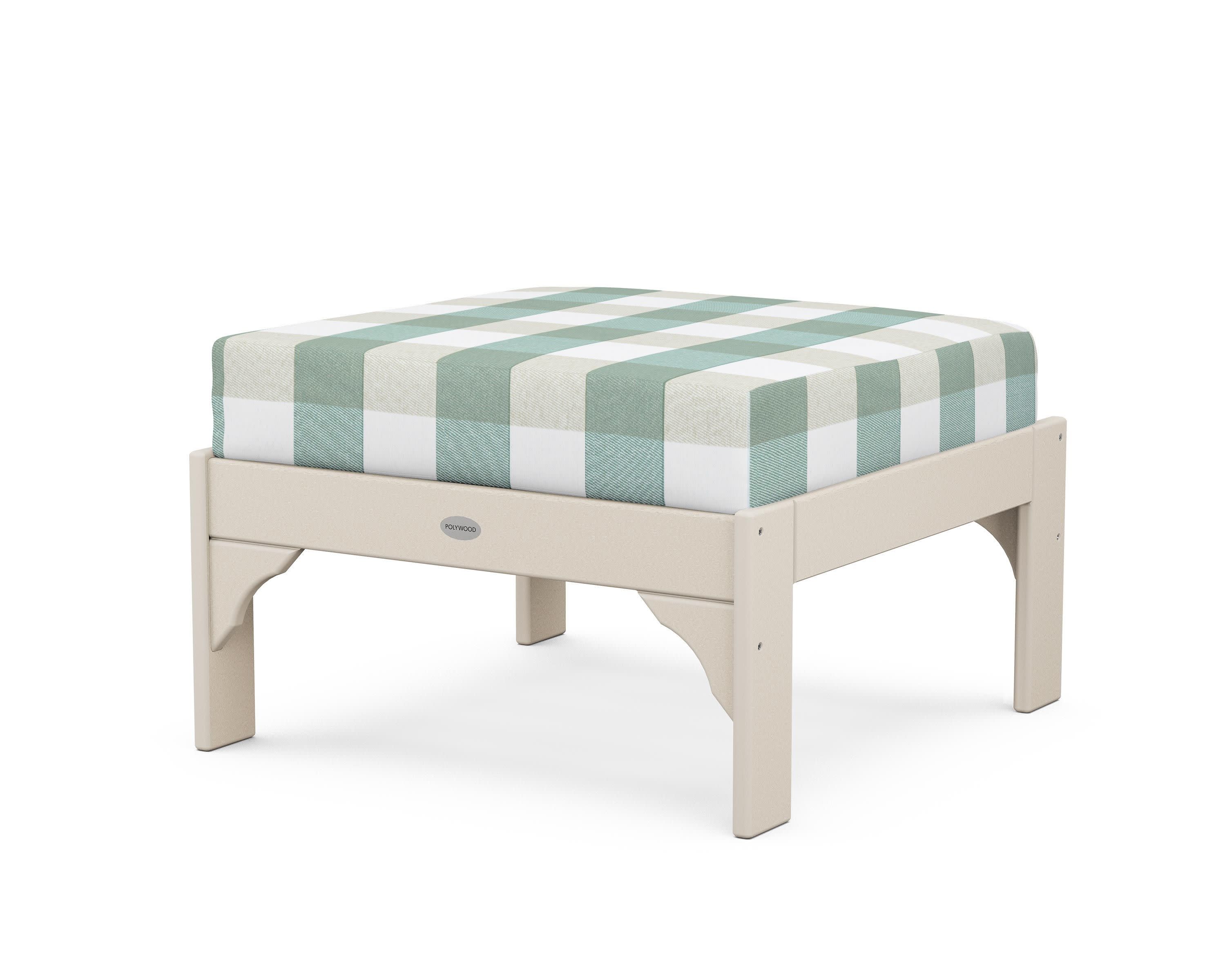 Vineyard Deep Seating Ottoman in Sand / Buffalo Plaid Glacier Spa