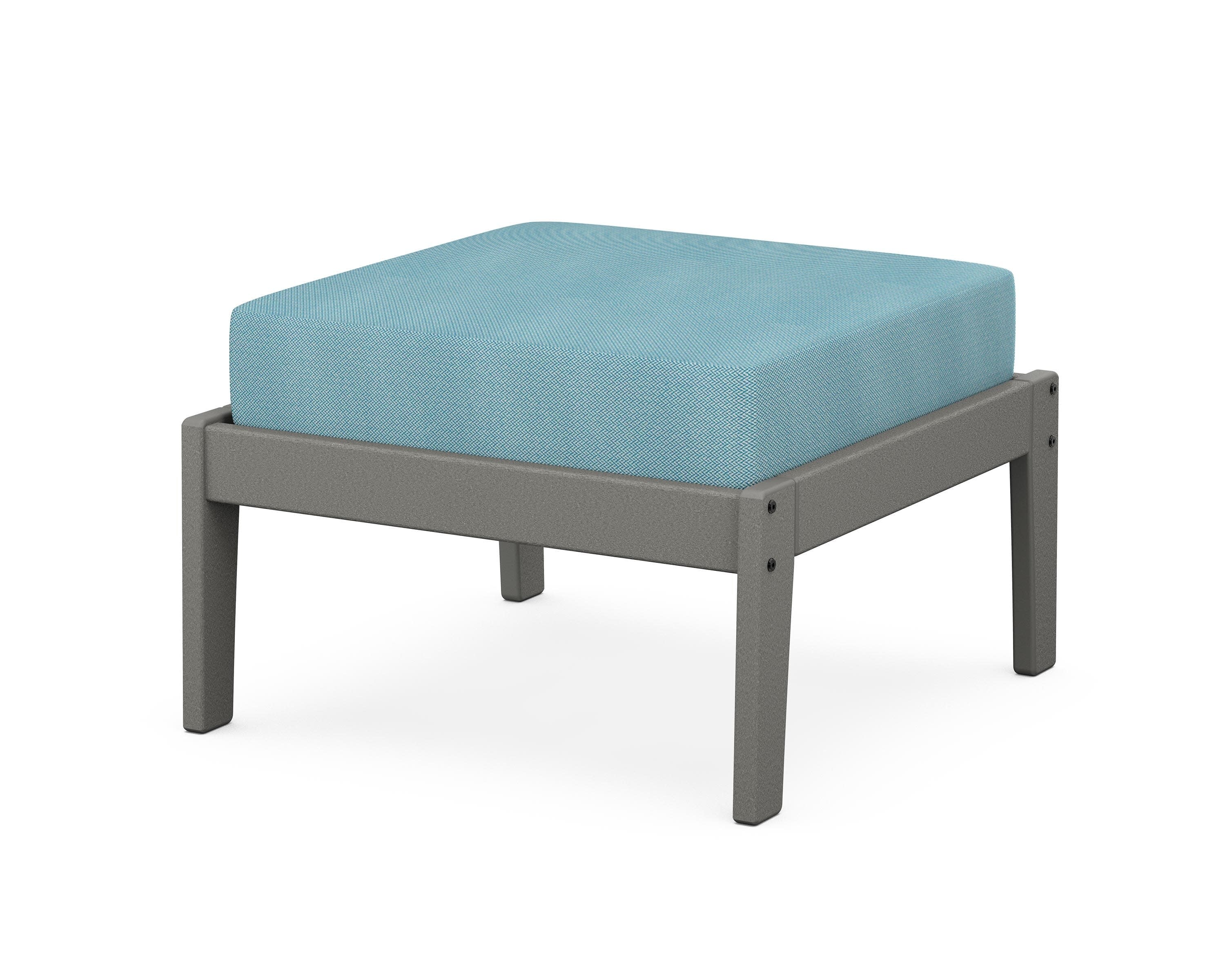 Deep Seating Ottoman in Slate Grey / Lattice Sky Blue