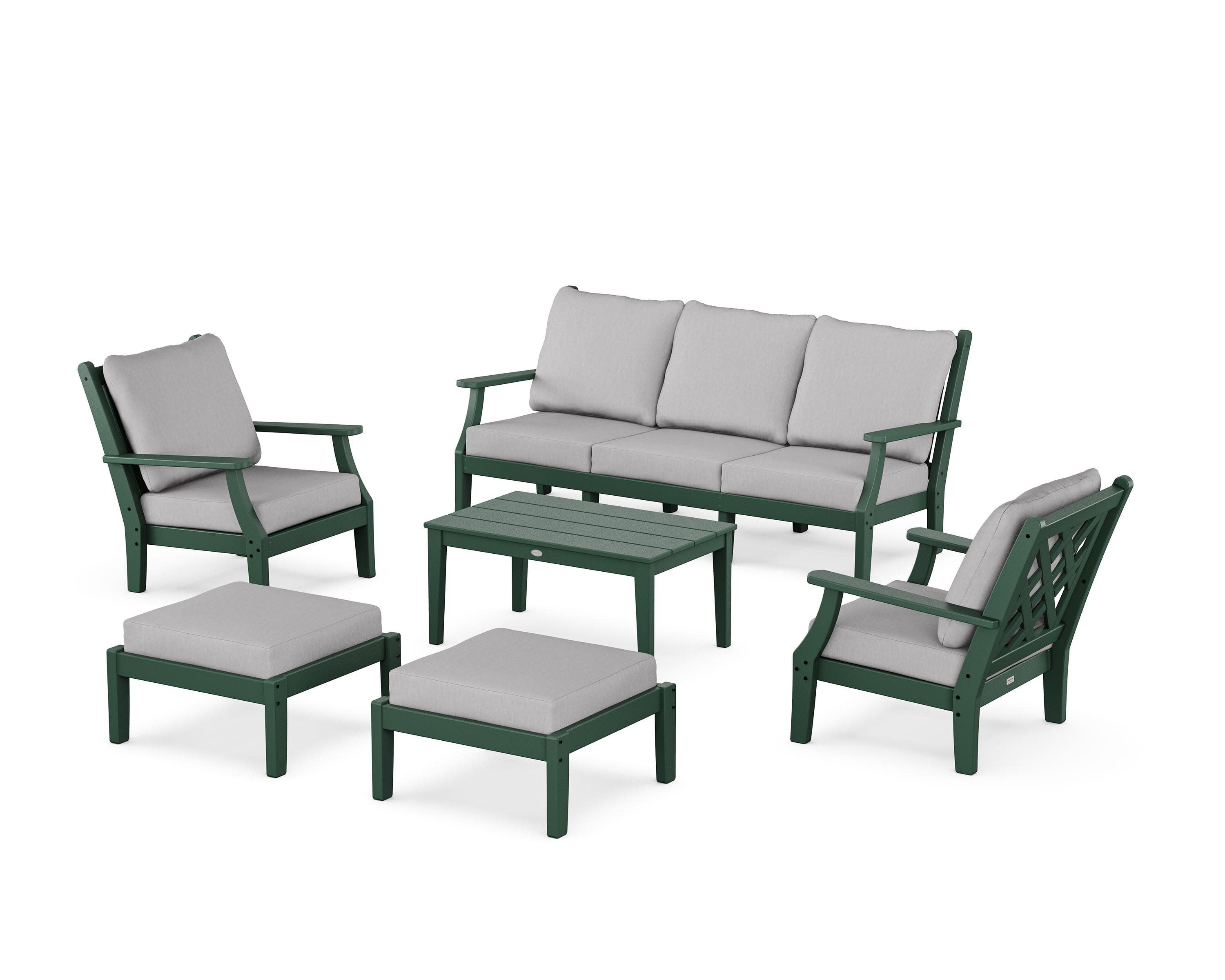 Wovendale 6-Piece Lounge Sofa Set in Green / Granite