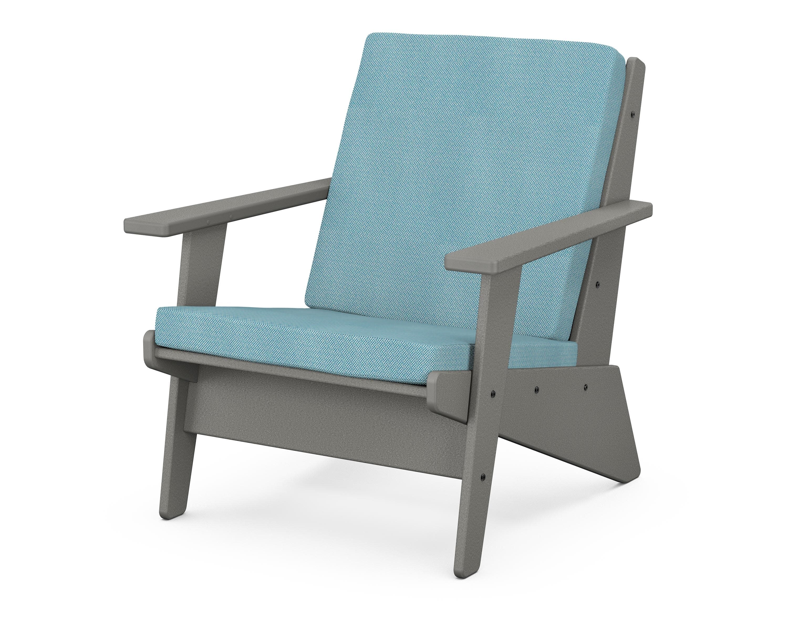 Riviera Modern Lounge Chair in Slate Grey / Lattice Sky Blue