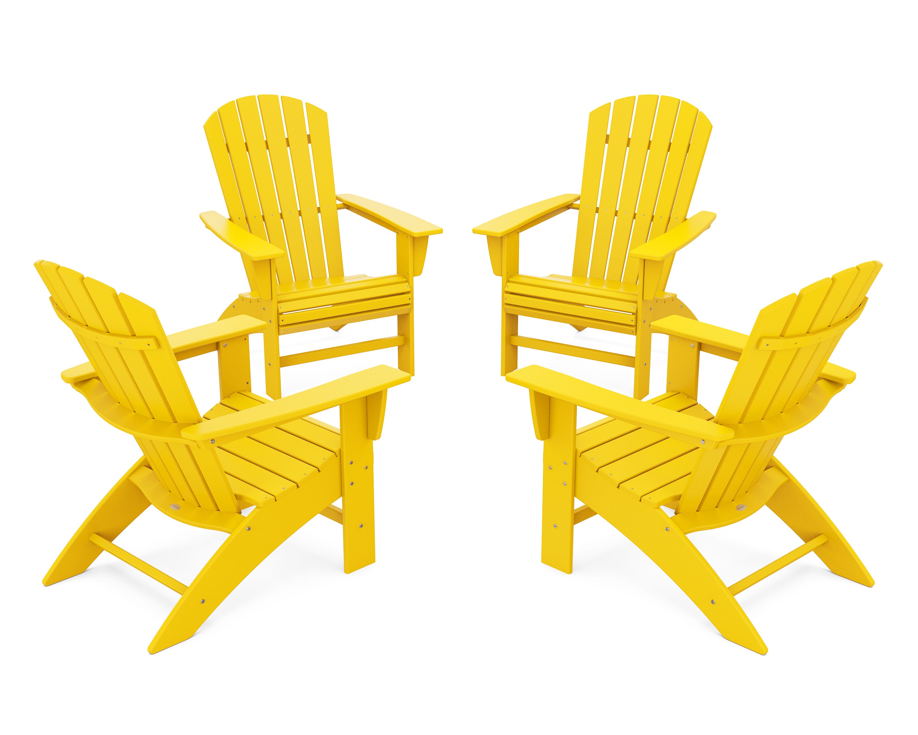 4-Piece Nautical Curveback Adirondack Chair Conversation Set in Lemon