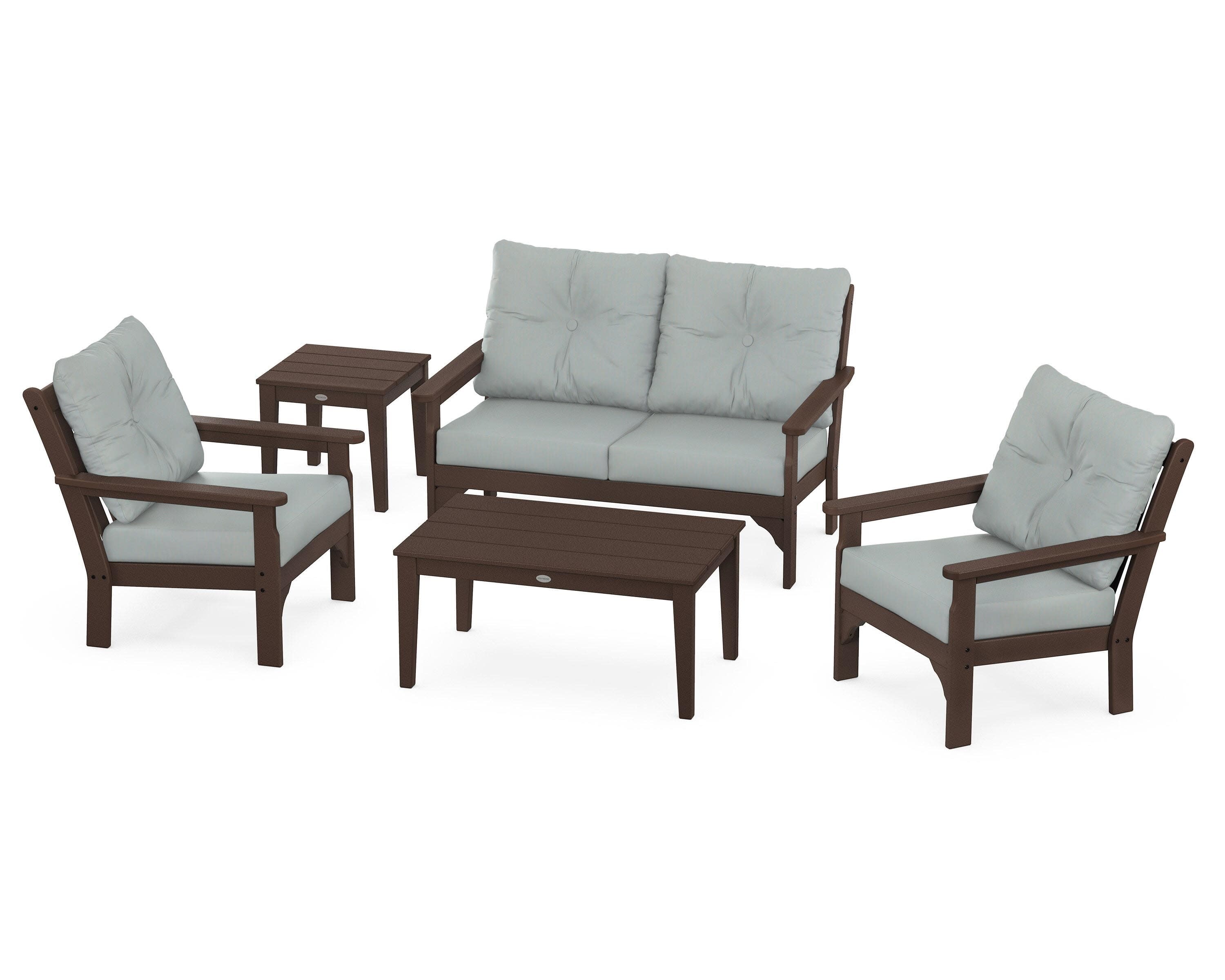Vineyard 5-Piece Deep Seating Set in Mahogany / Spa