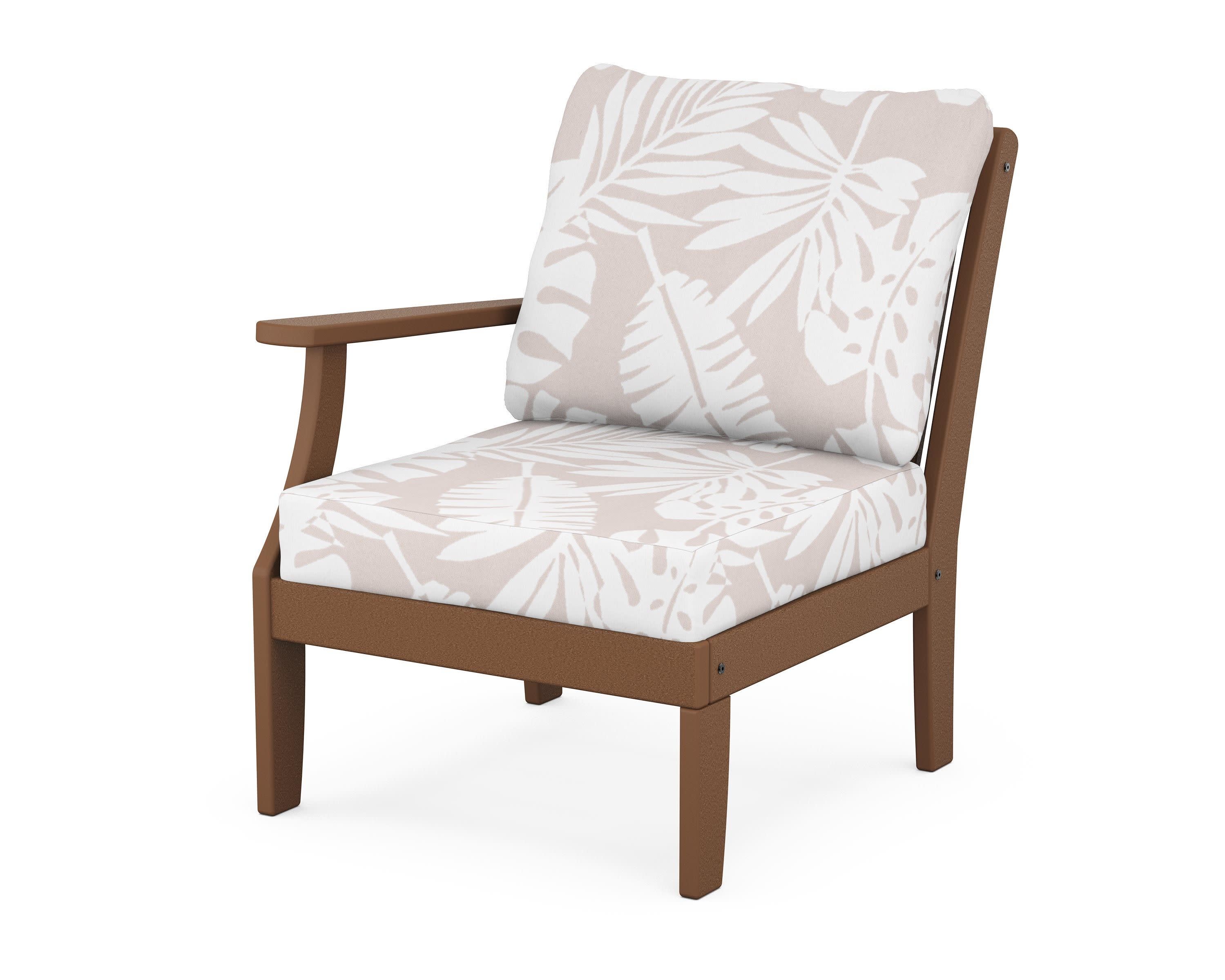 Braxton Modular Left Arm Chair in Teak / Leaf Dune Burlap
