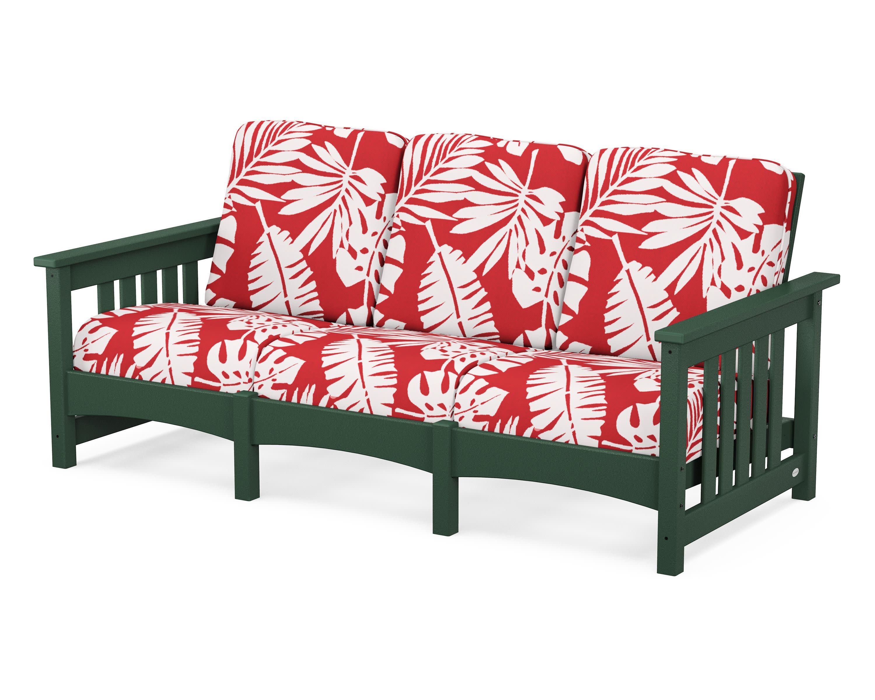 Club Mission Sofa in Green / Leaf Crimson