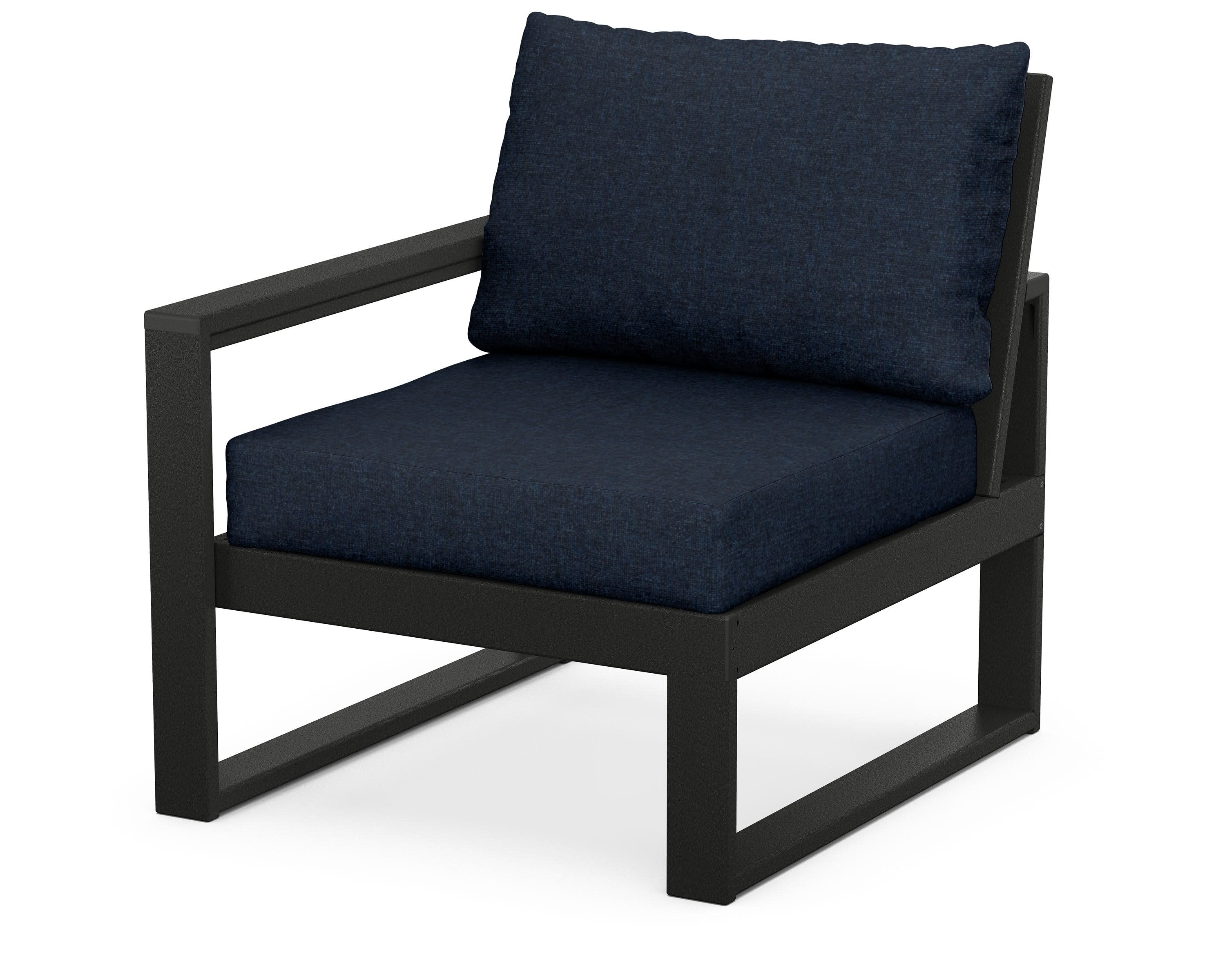 EDGE Modular Left Arm Chair in Black / Marine Indigo