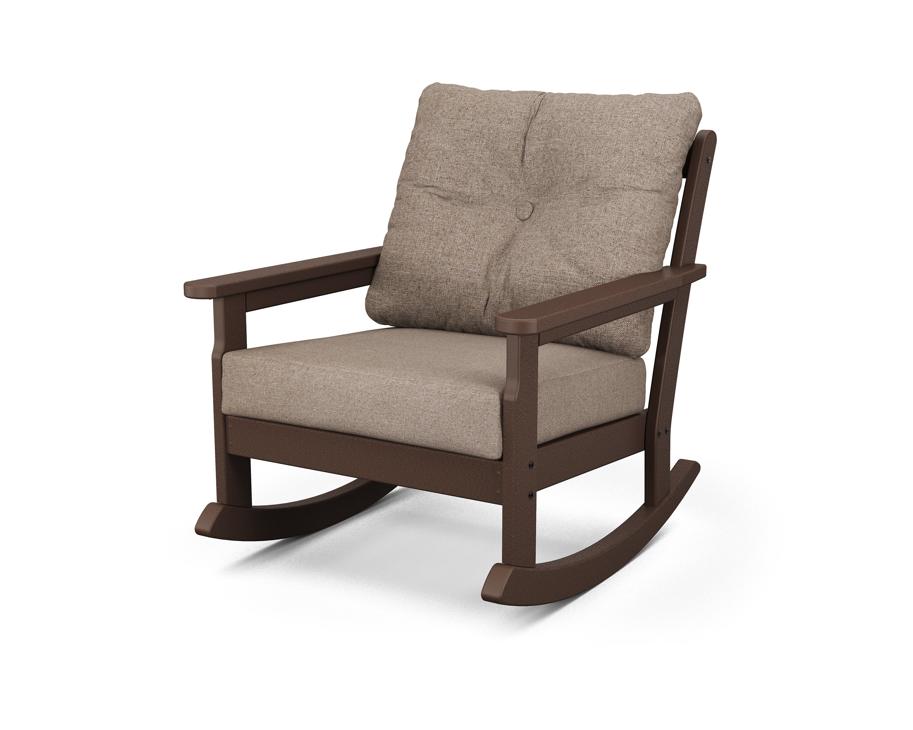 Vineyard Deep Seating Rocking Chair in Mahogany / Spiced Burlap