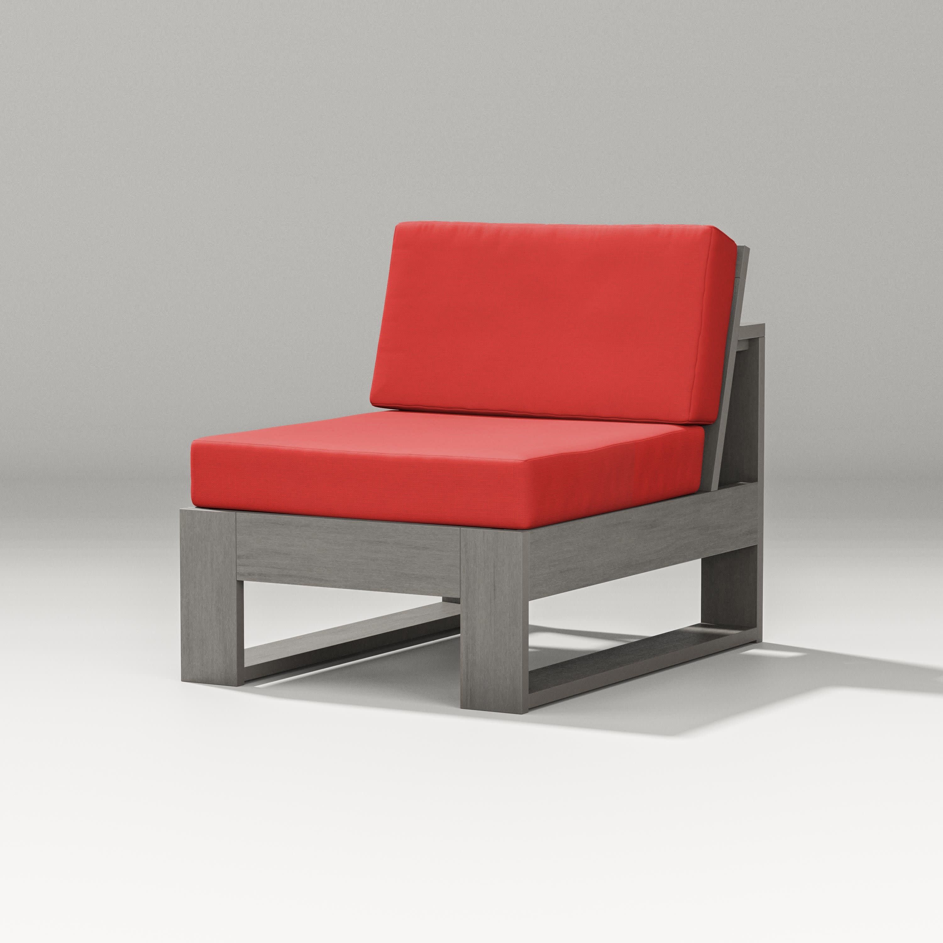 Latitude Modular Armless Chair in Driftwood / Crimson Linen