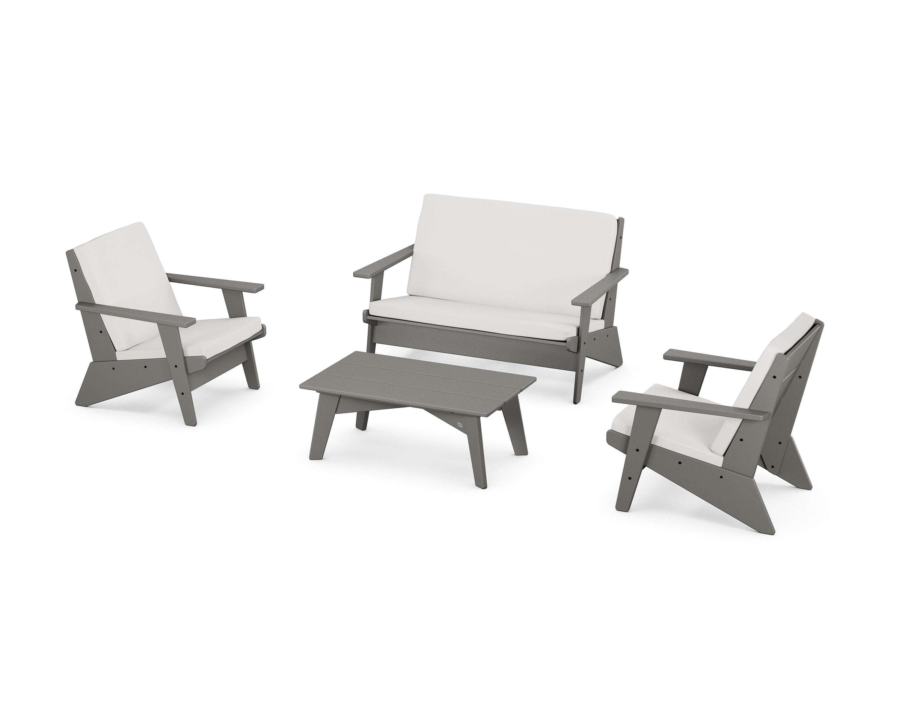 Riviera Modern Lounge 4-Piece Set in Slate Grey / Natural Linen