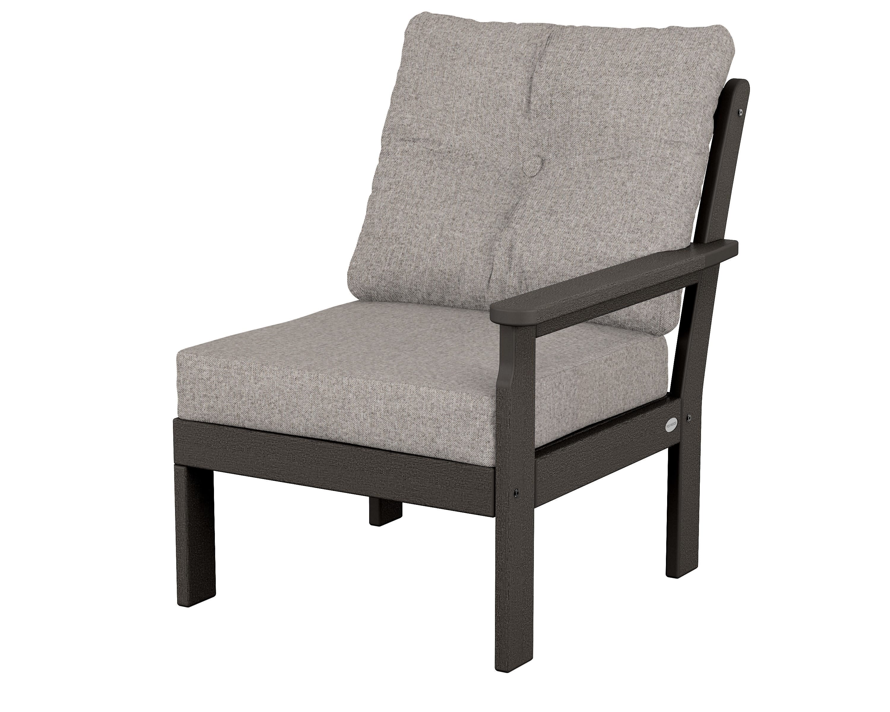 Vineyard Modular Right Arm Chair in Vintage Coffee / Weathered Tweed
