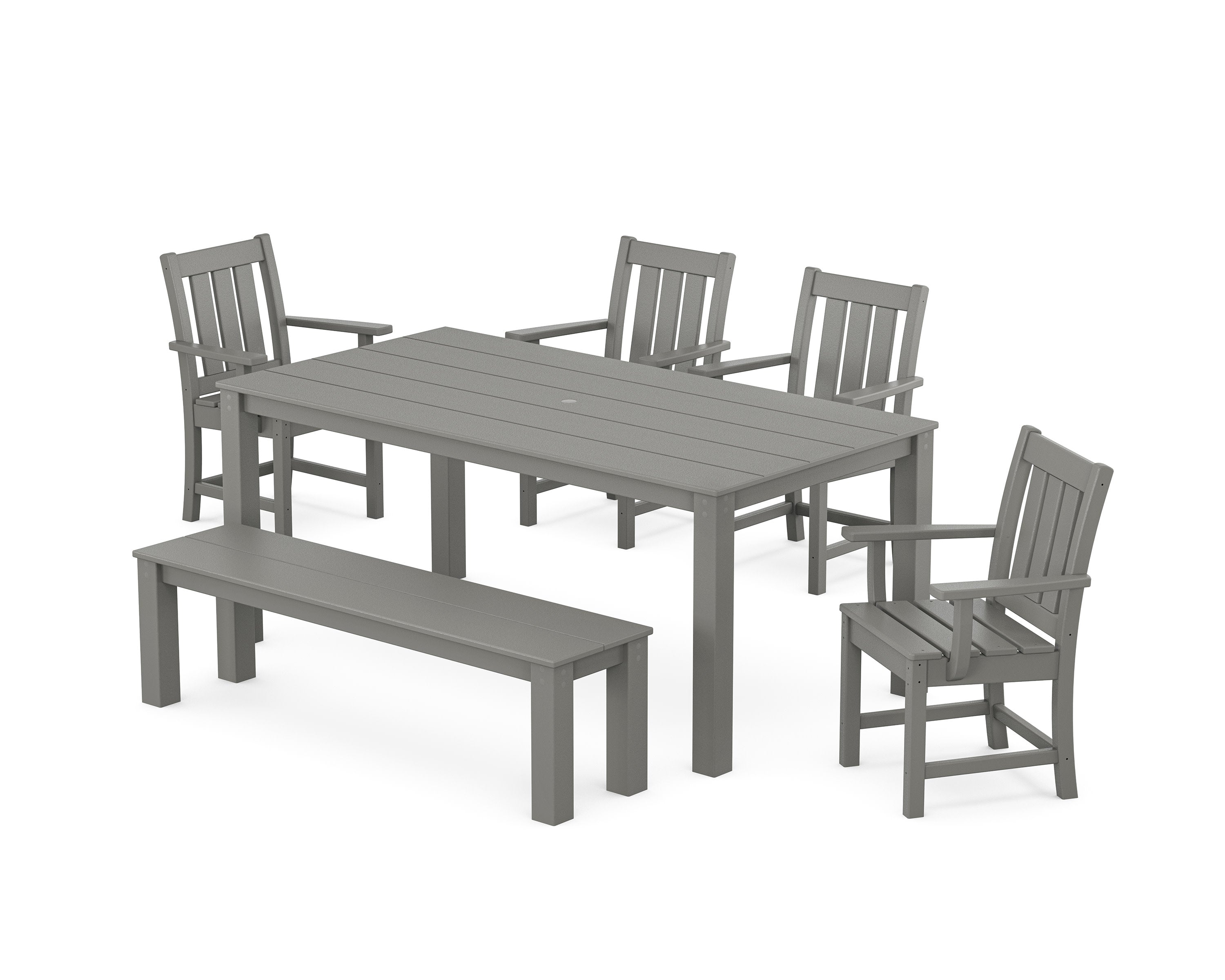 Oxford 6-Piece Parsons Dining Set with Bench in Slate Grey